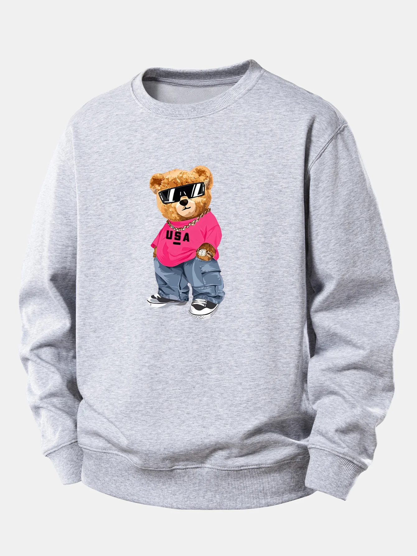 Hip Hop Bear Print Relax Fit Sweatshirt - Image 5