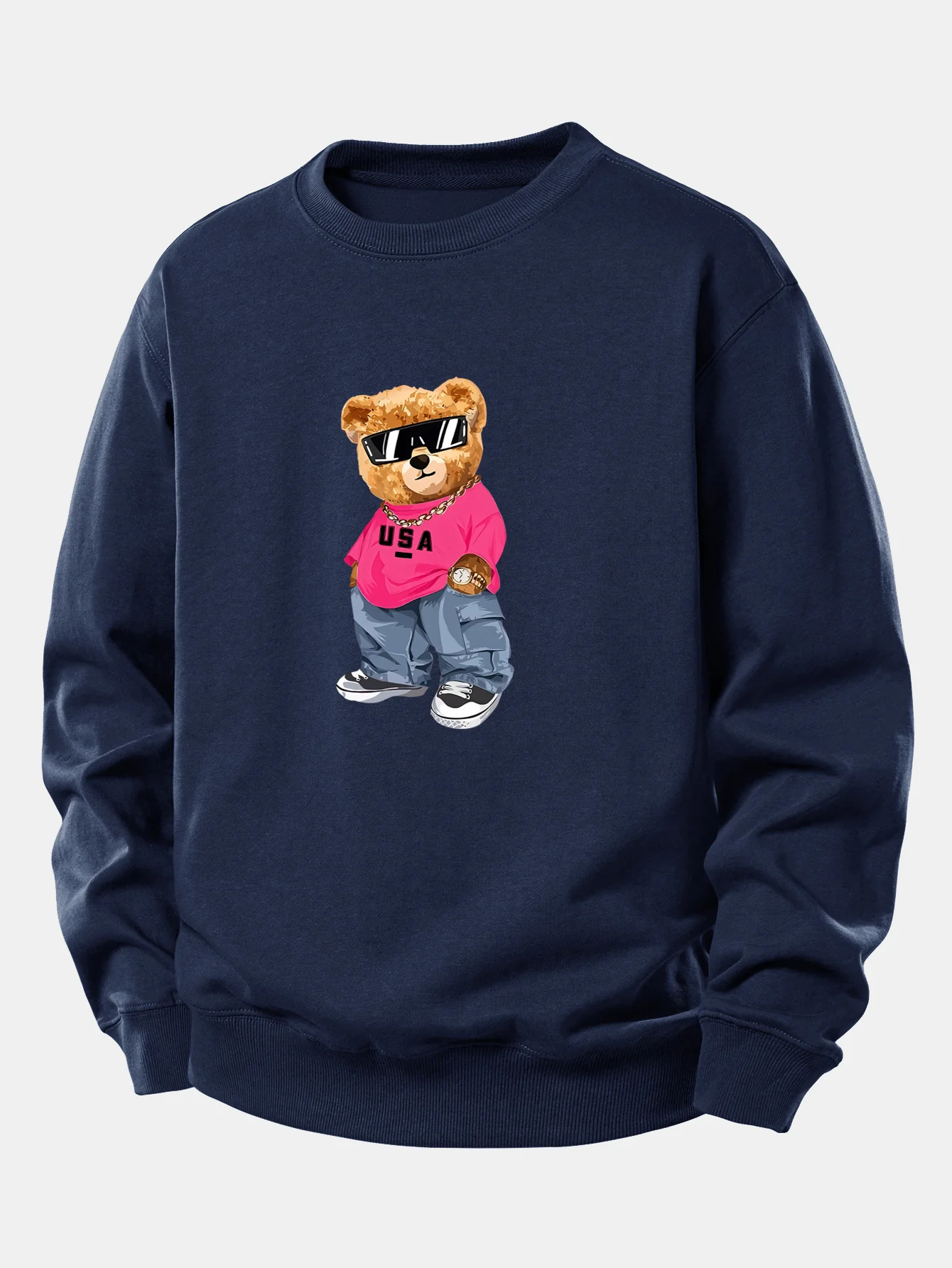 Hip Hop Bear Print Relax Fit Sweatshirt - Image 6
