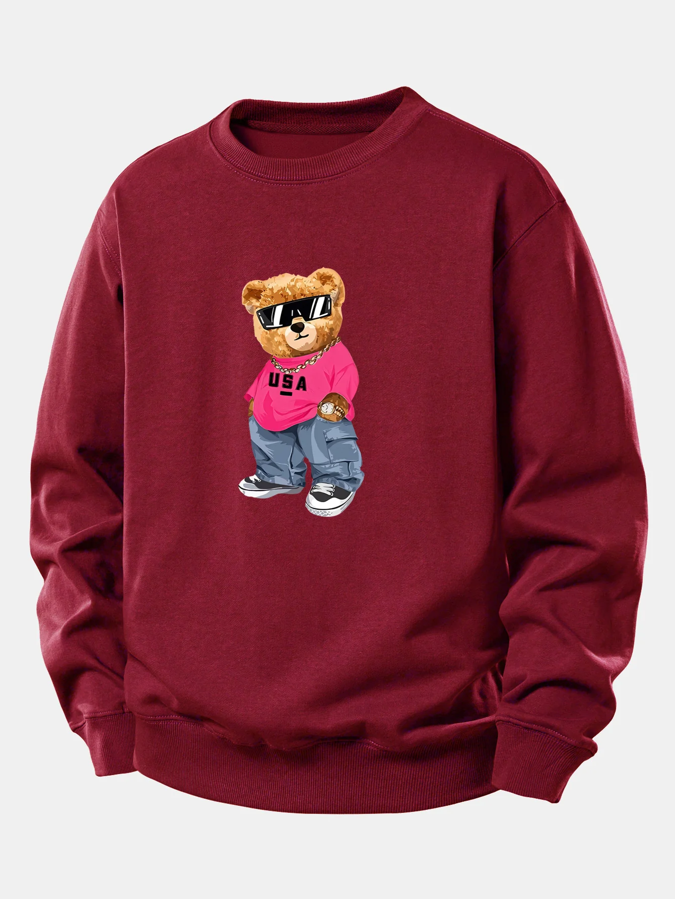 Hip Hop Bear Print Relax Fit Sweatshirt - Image 7