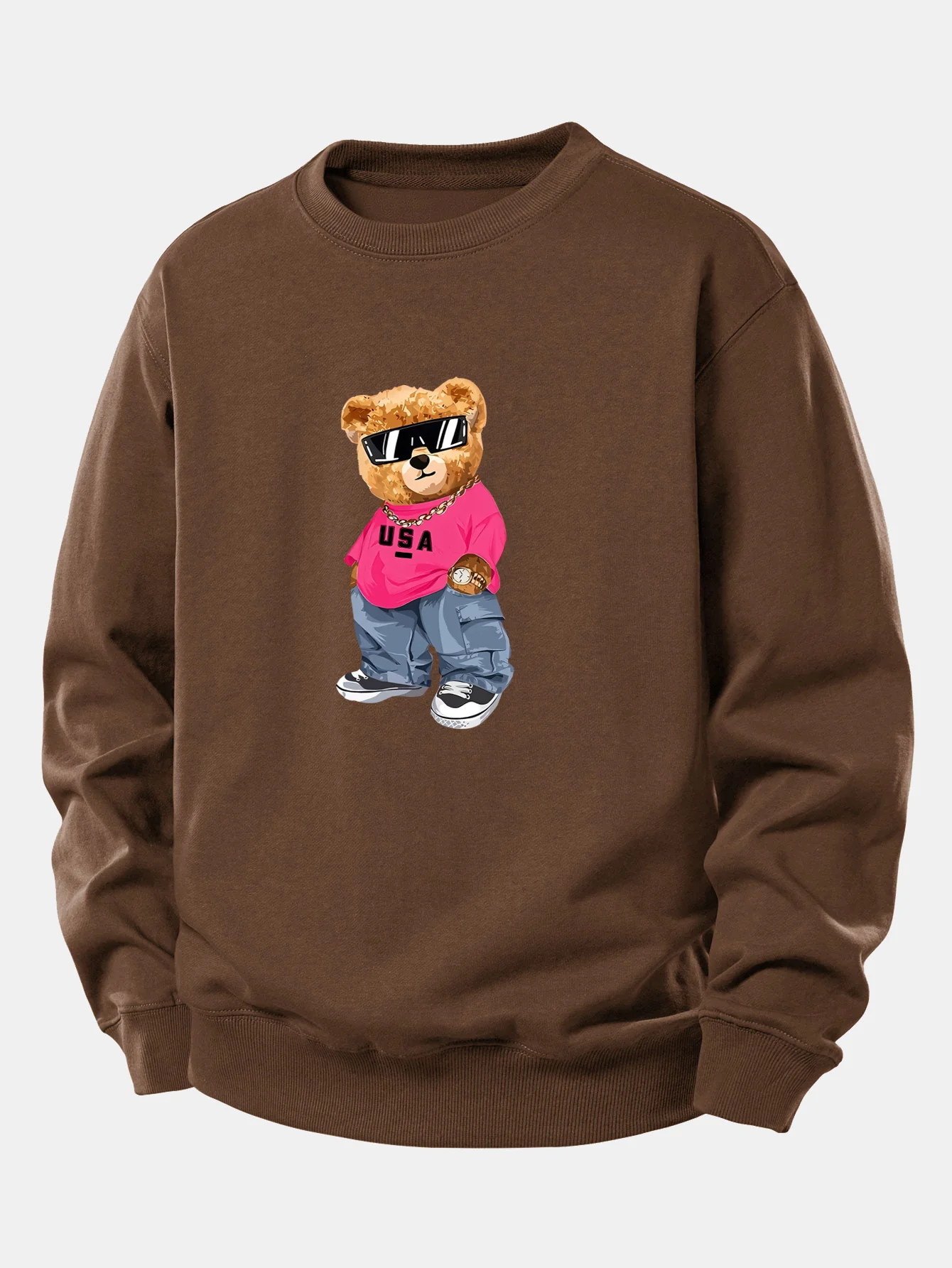 Hip Hop Bear Print Relax Fit Sweatshirt - Image 8