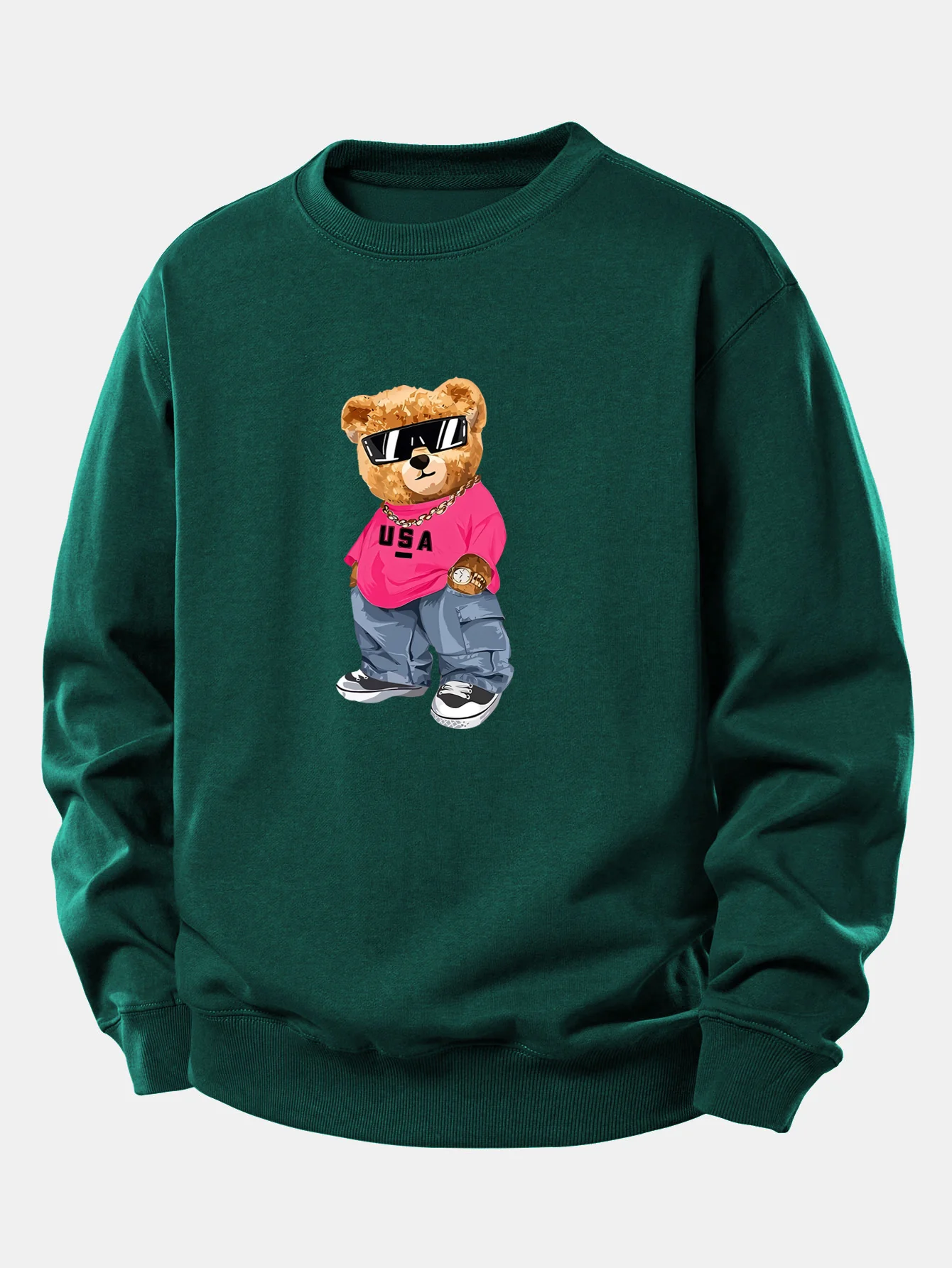 Hip Hop Bear Print Relax Fit Sweatshirt - Image 9