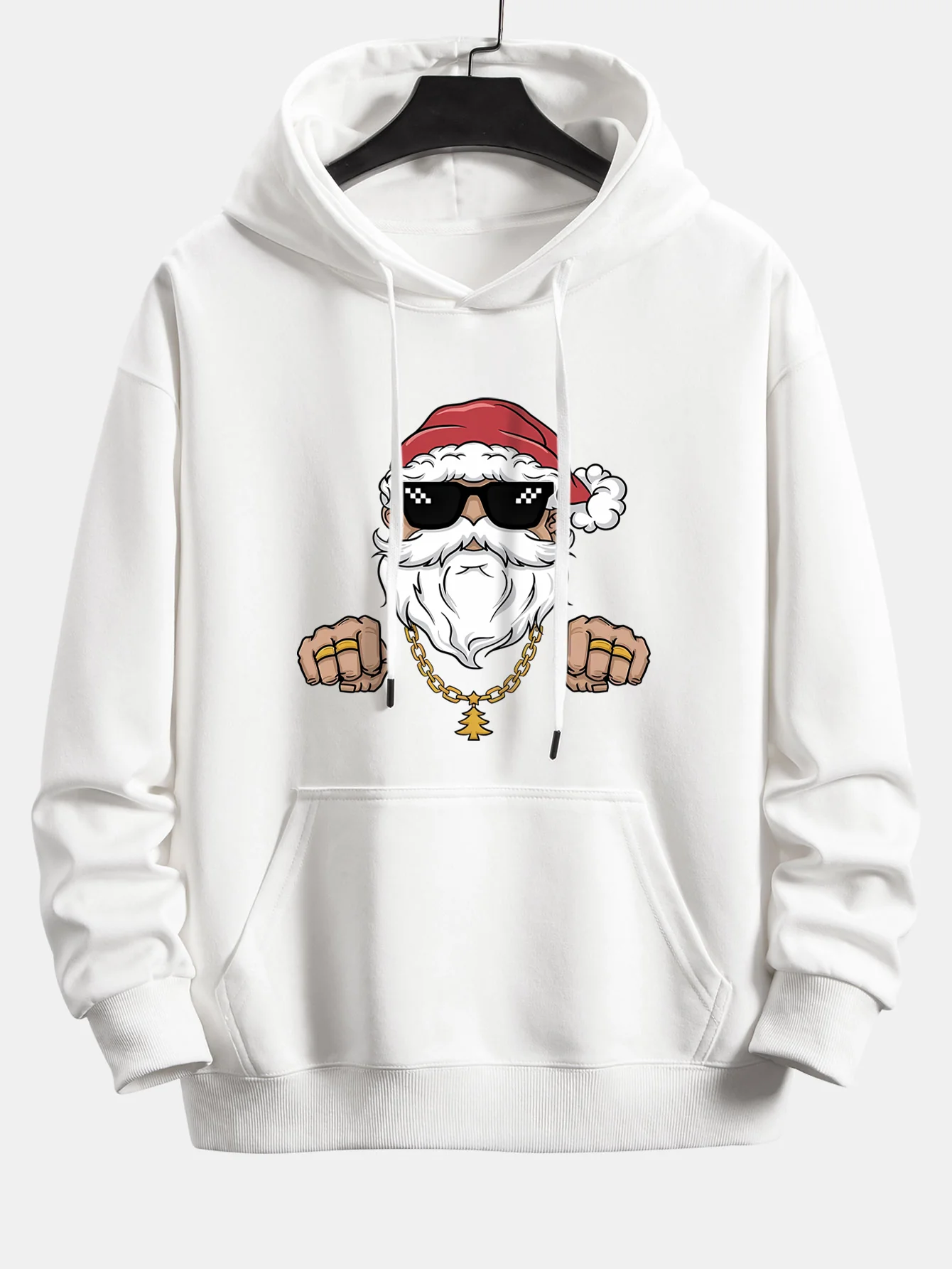 Hip Hop Santa Claus Print Relax Fit Hoodie - Image 11