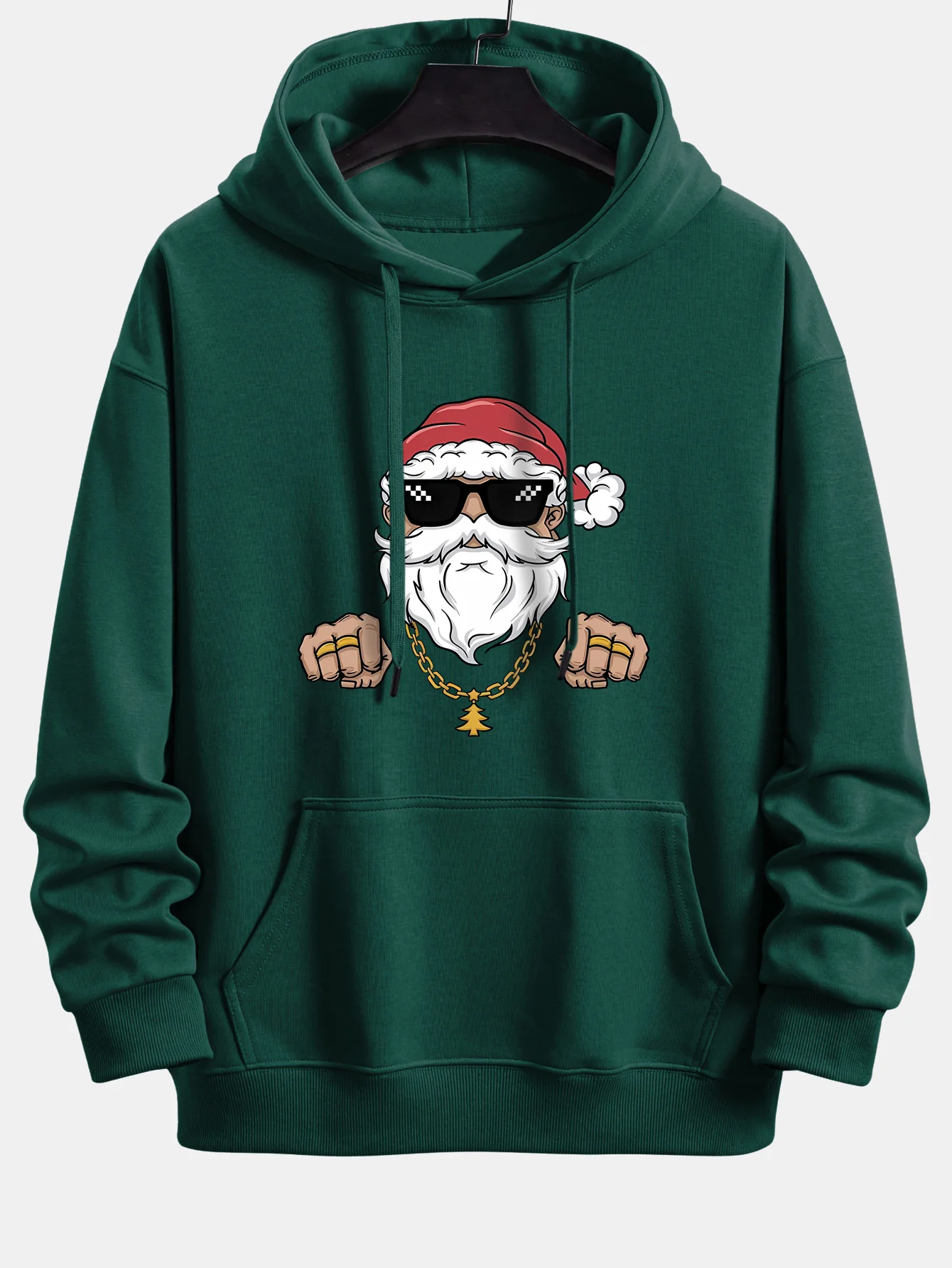 Hip Hop Santa Claus Print Relax Fit Hoodie - Image 2