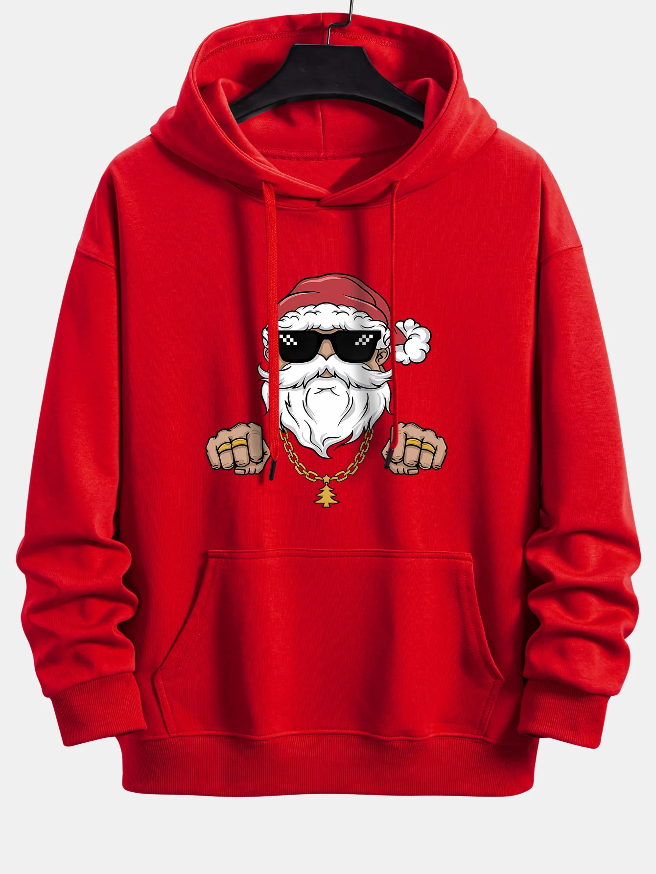 Hip Hop Santa Claus Print Relax Fit Hoodie - Image 3