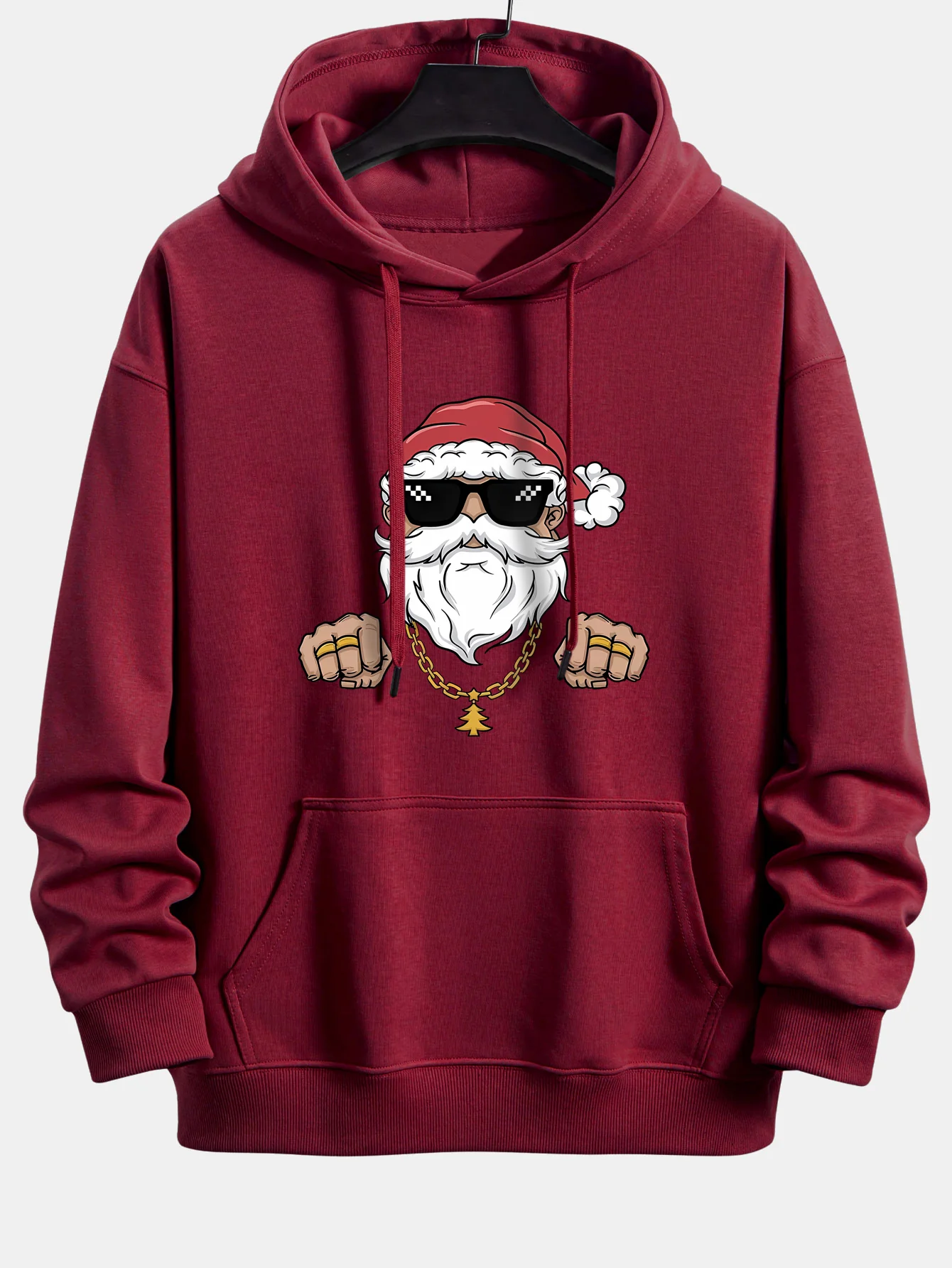 Hip Hop Santa Claus Print Relax Fit Hoodie - Image 4