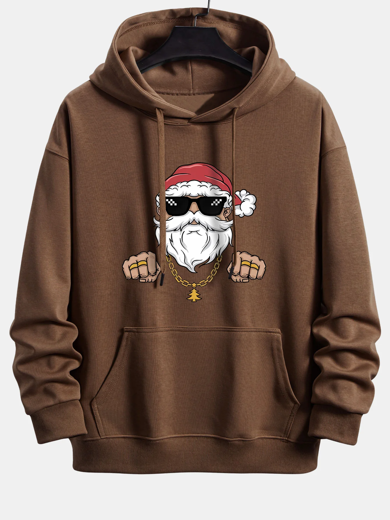 Hip Hop Santa Claus Print Relax Fit Hoodie - Image 5