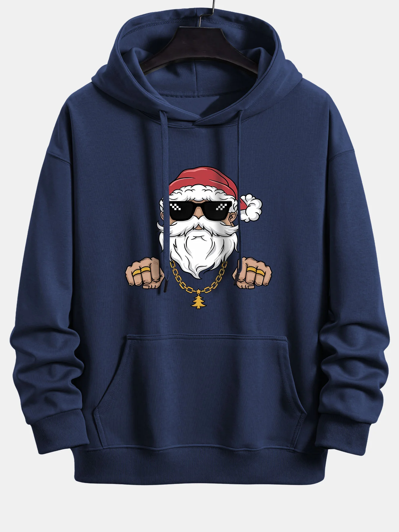 Hip Hop Santa Claus Print Relax Fit Hoodie - Image 7