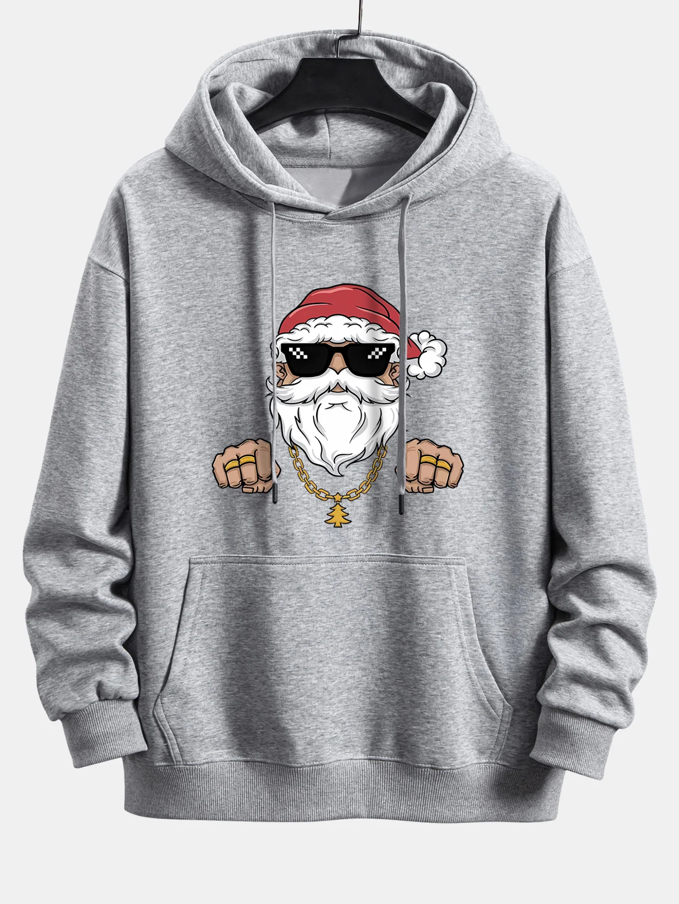 Hip Hop Santa Claus Print Relax Fit Hoodie - Image 8