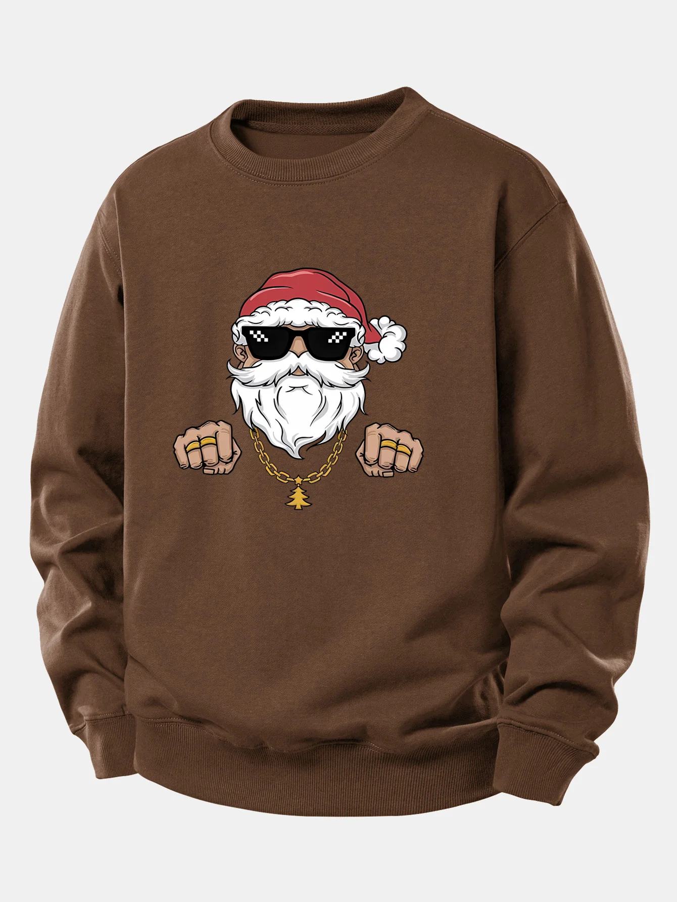 Hip Hop Santa Claus Print Relax Fit Sweatshirt - Image 10