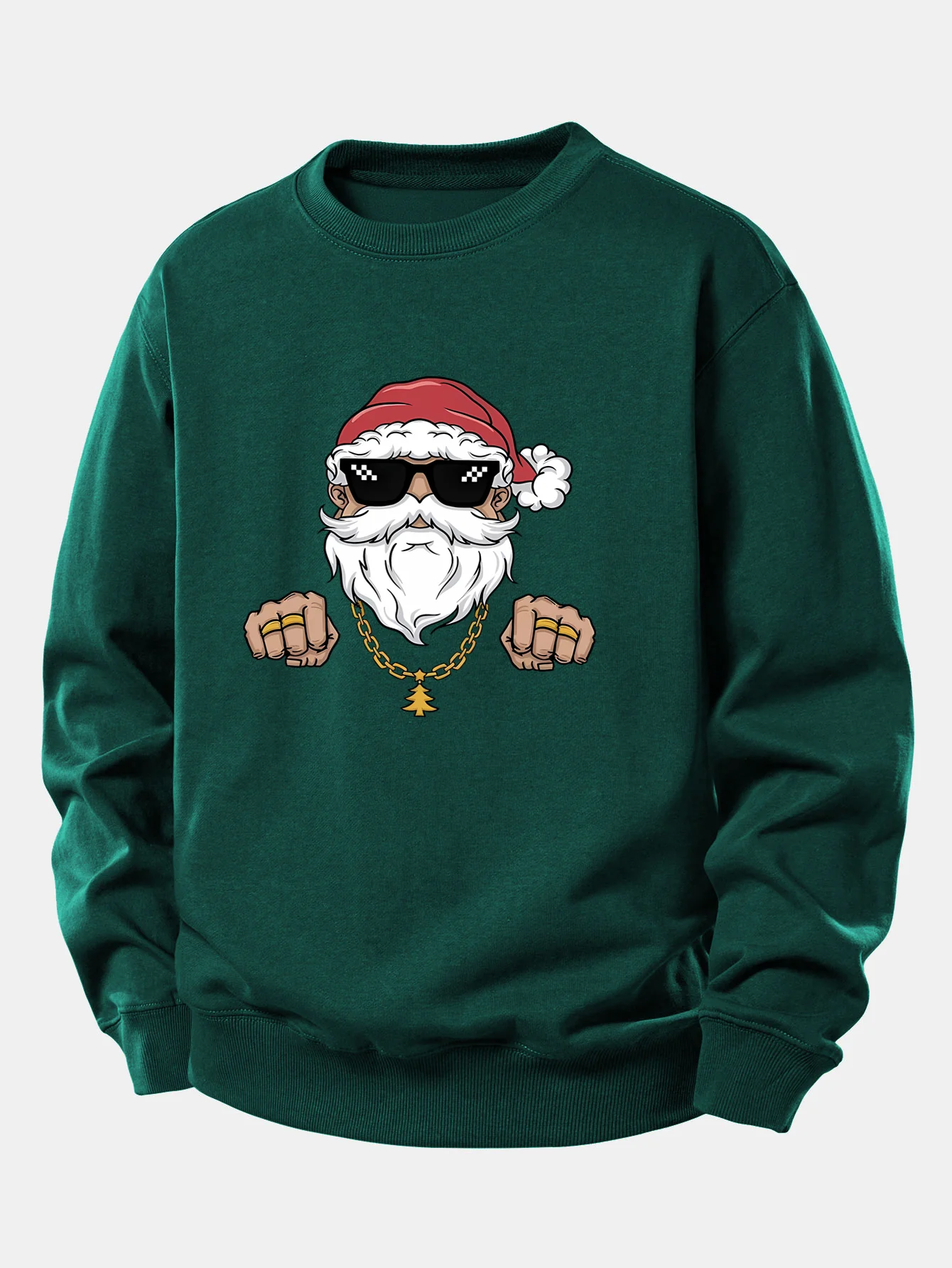 Hip Hop Santa Claus Print Relax Fit Sweatshirt - Image 2