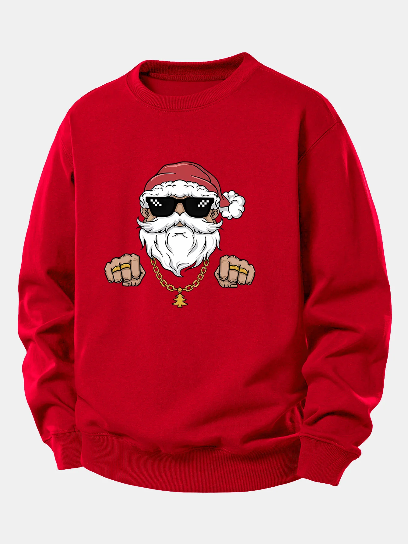 Hip Hop Santa Claus Print Relax Fit Sweatshirt - Image 3
