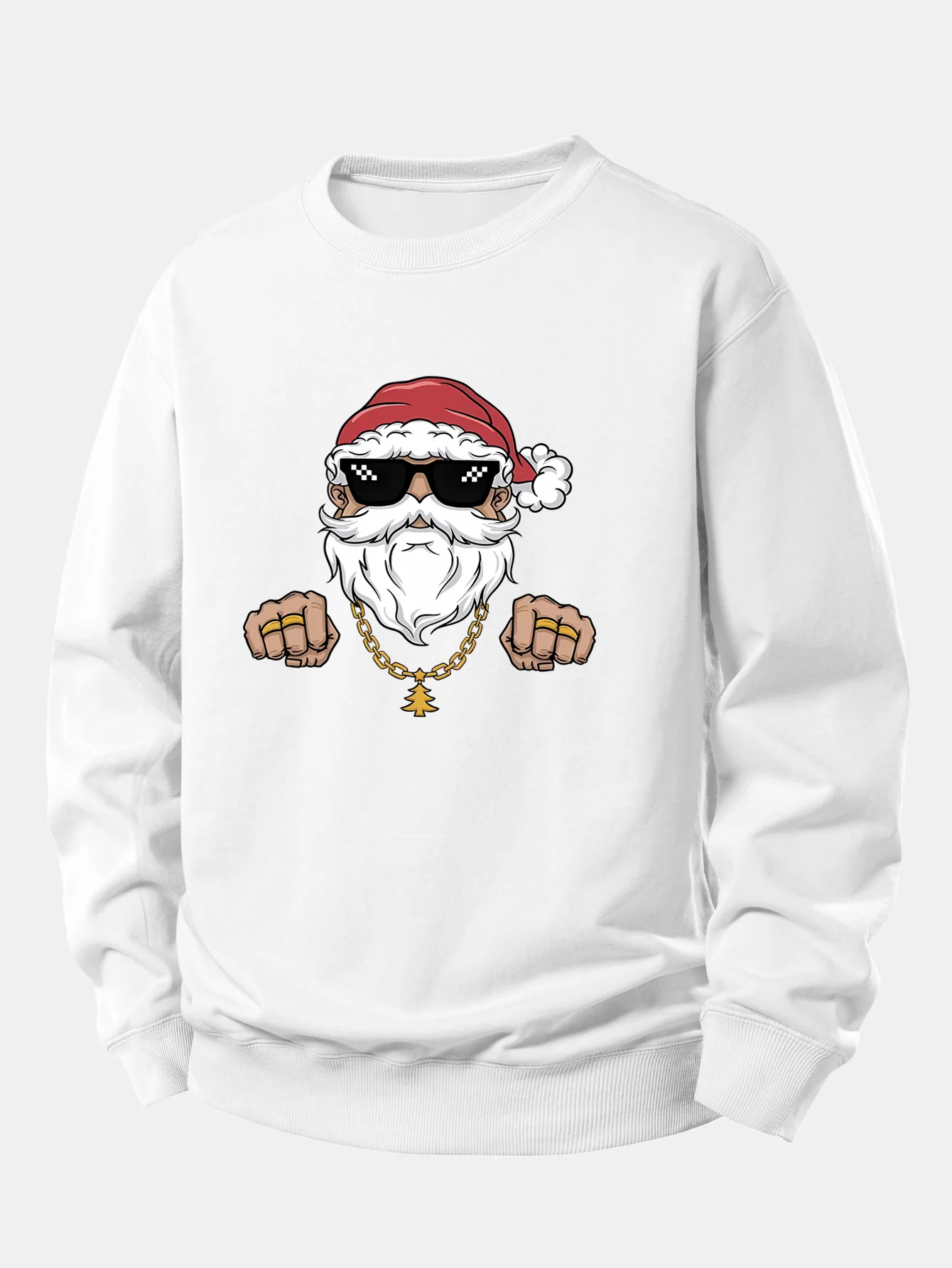 Hip Hop Santa Claus Print Relax Fit Sweatshirt - Image 4