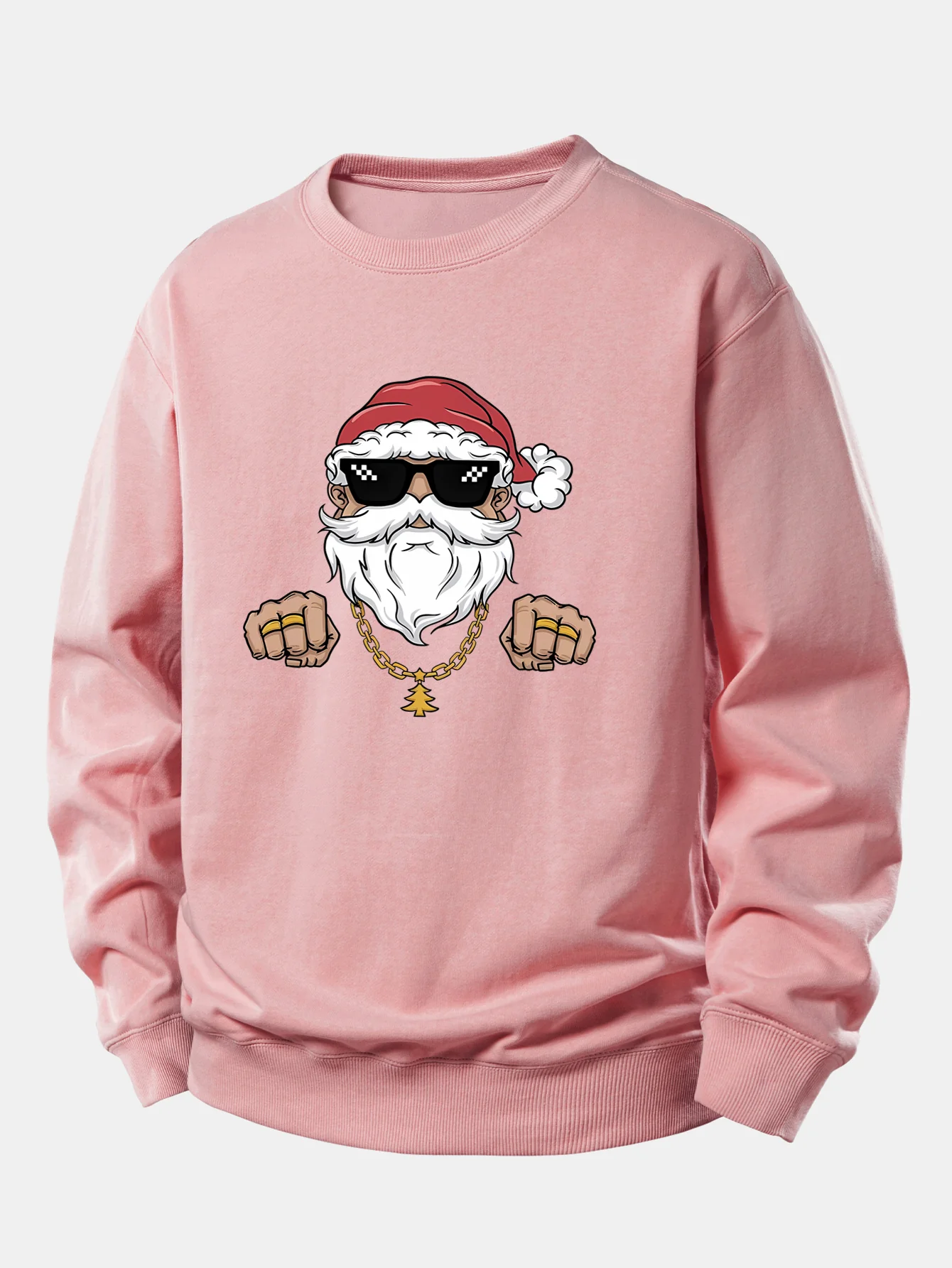 Hip Hop Santa Claus Print Relax Fit Sweatshirt - Image 5