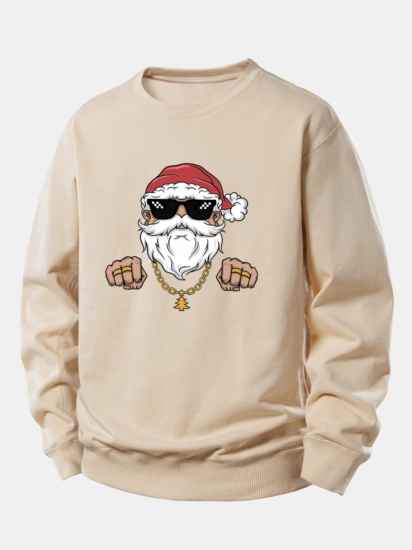 Hip Hop Santa Claus Print Relax Fit Sweatshirt - Image 6