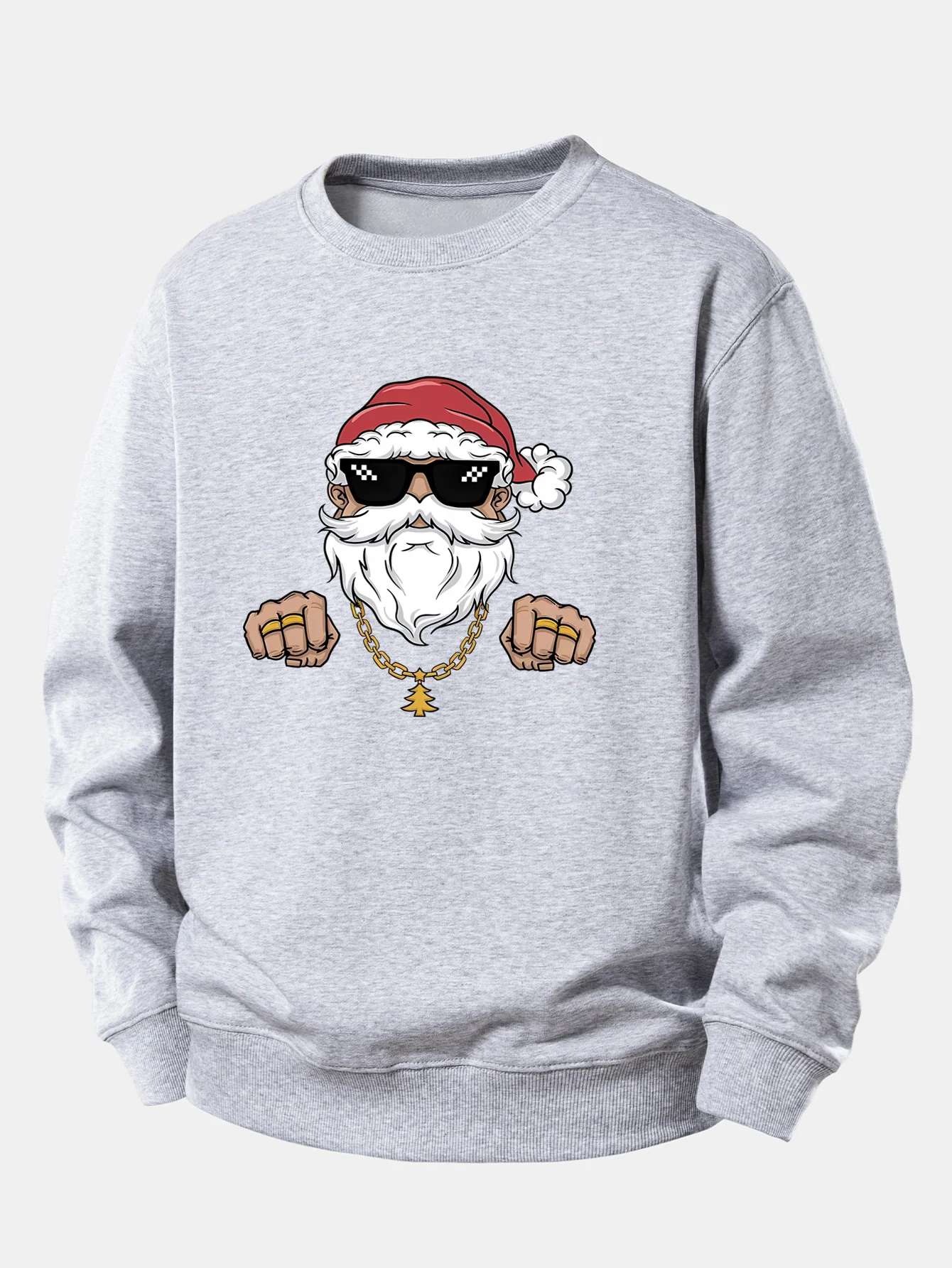 Hip Hop Santa Claus Print Relax Fit Sweatshirt - Image 7