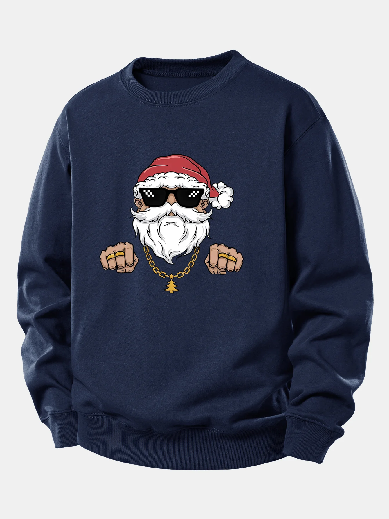 Hip Hop Santa Claus Print Relax Fit Sweatshirt - Image 8