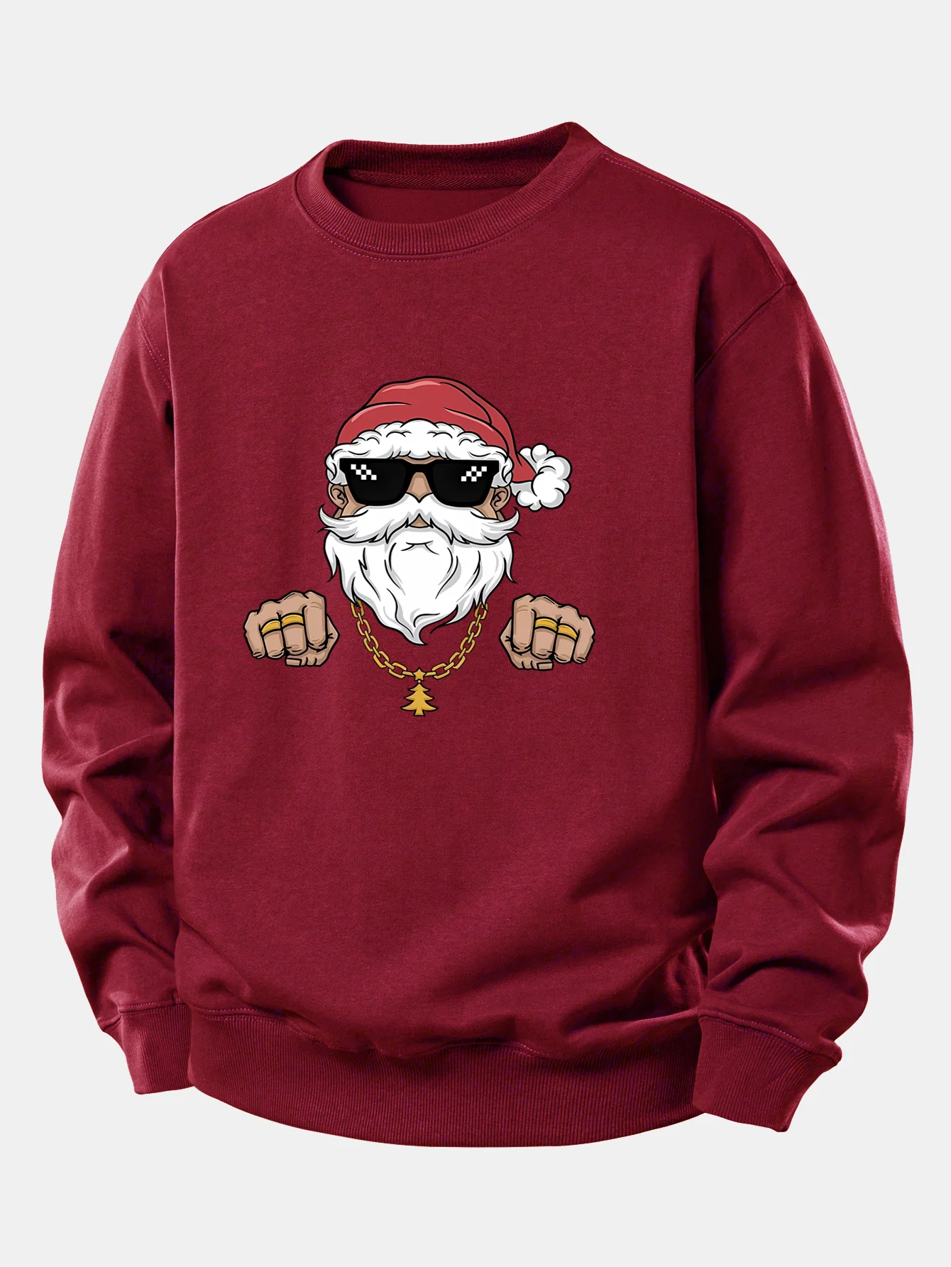 Hip Hop Santa Claus Print Relax Fit Sweatshirt - Image 9