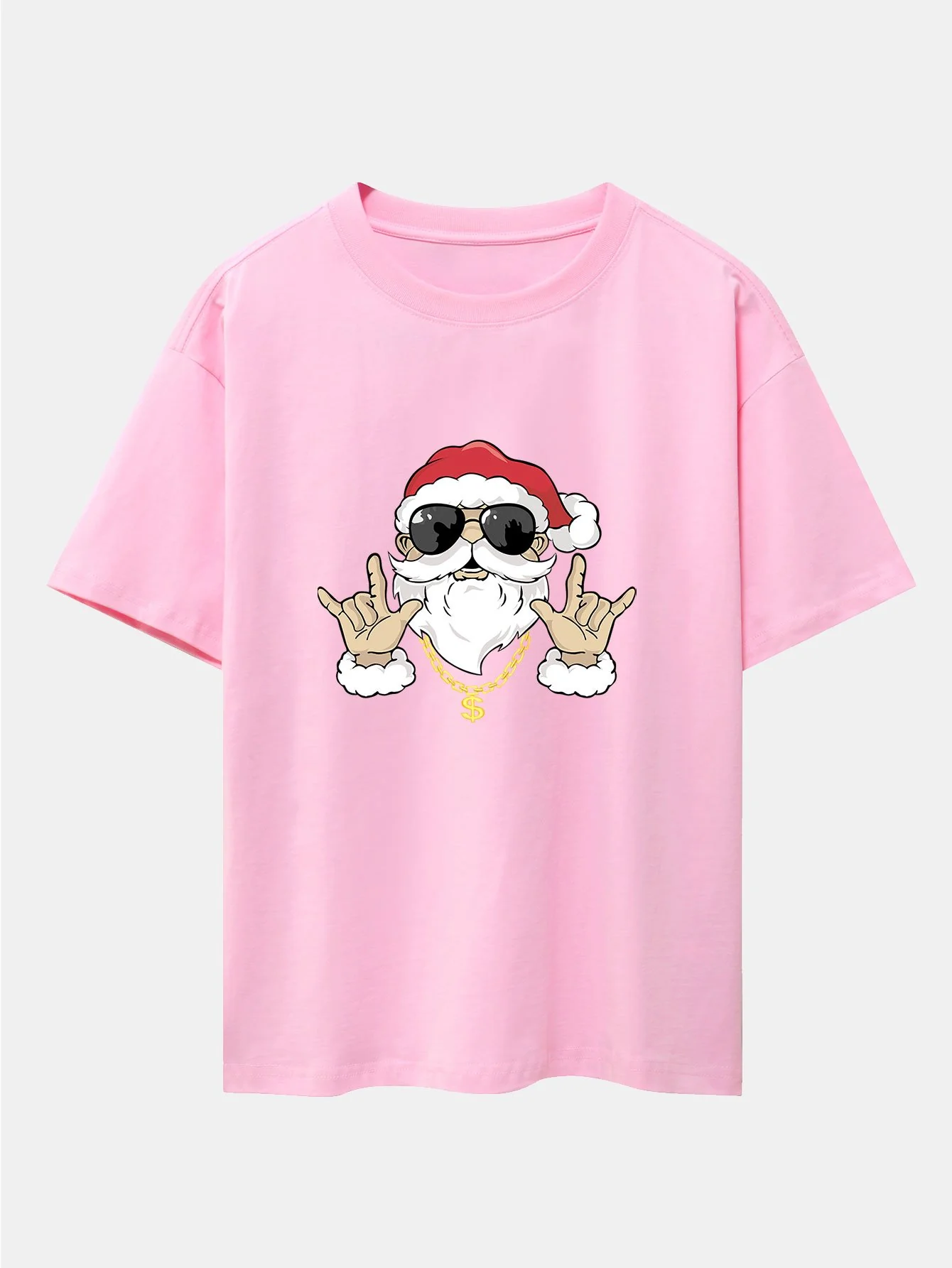 Hip Hop Santa Print Schwergewicht Drop Shoulder Oversize T-Shirt - Image 10