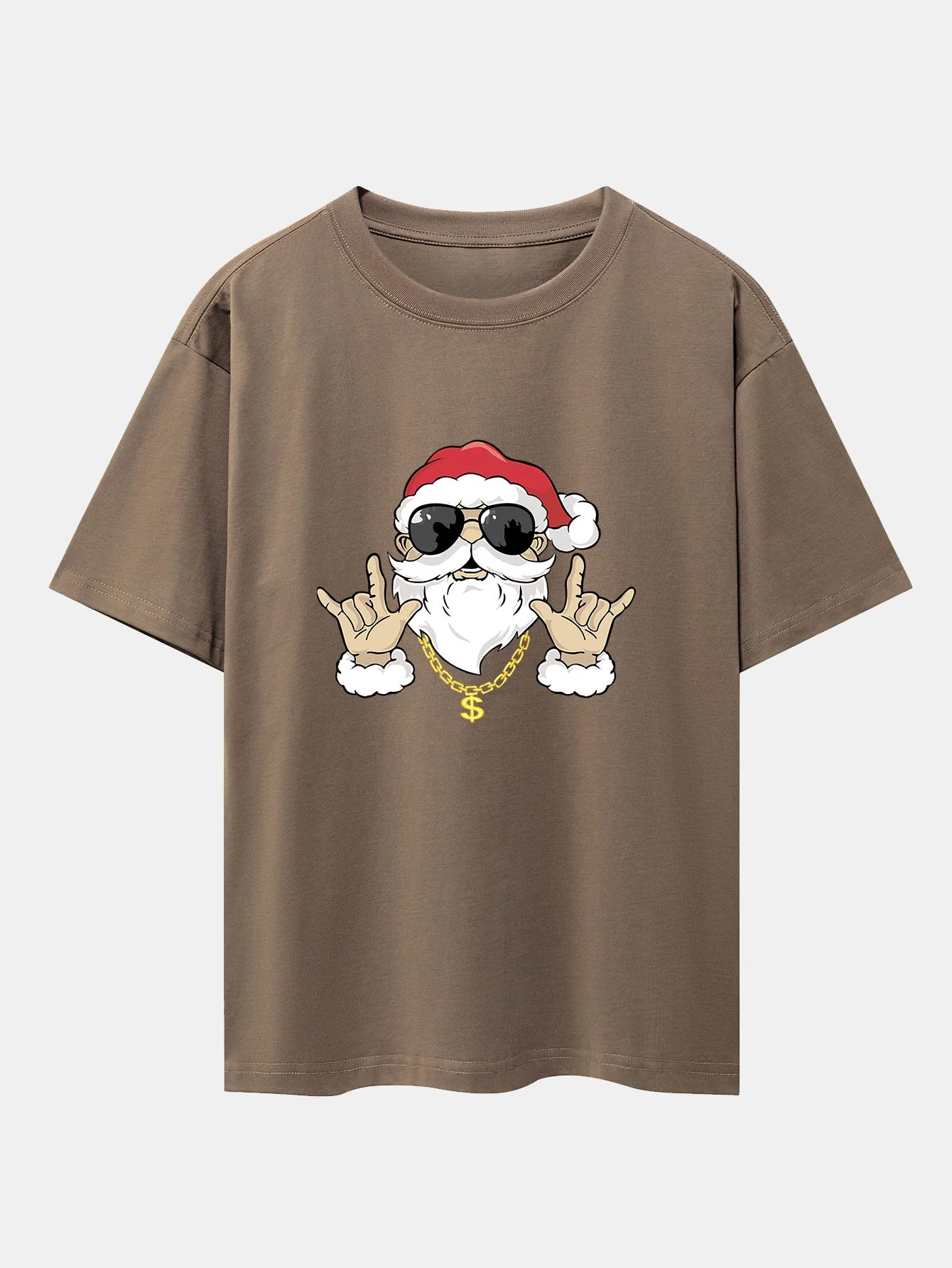 Hip Hop Santa Print Schwergewicht Drop Shoulder Oversize T-Shirt - Image 2