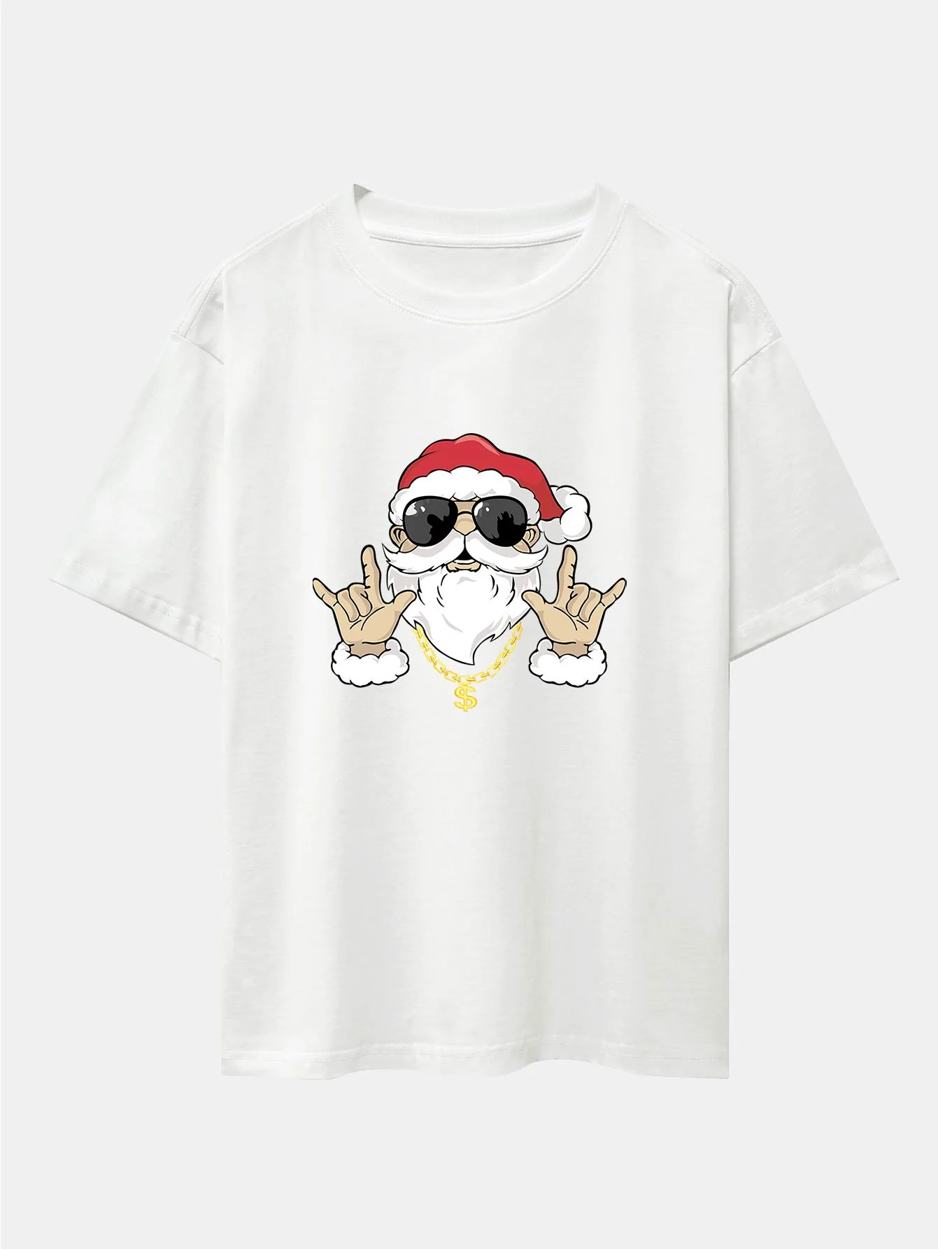 Hip Hop Santa Print Schwergewicht Drop Shoulder Oversize T-Shirt - Image 4