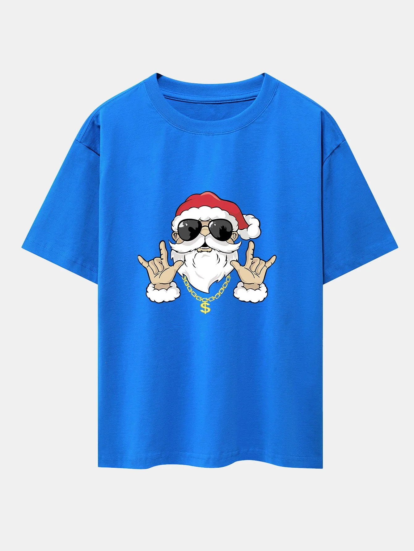 Hip Hop Santa Print Schwergewicht Drop Shoulder Oversize T-Shirt - Image 6