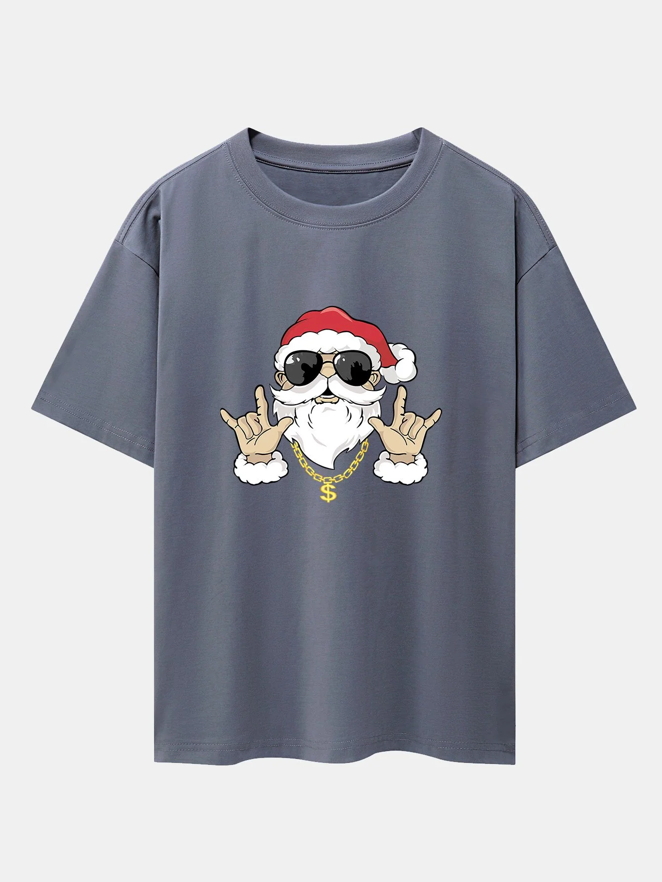 Hip Hop Santa Print Schwergewicht Drop Shoulder Oversize T-Shirt - Image 8