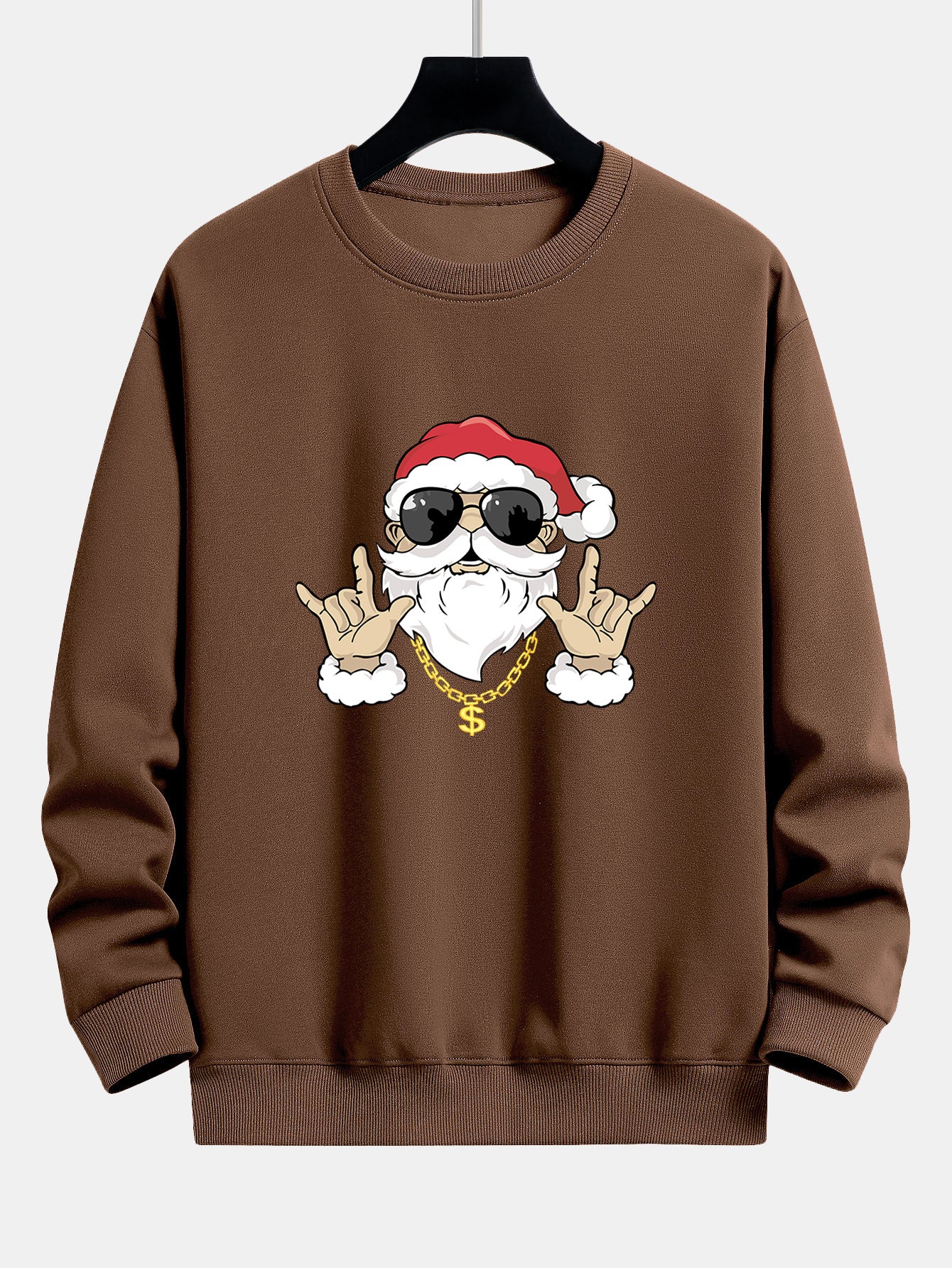 Hip Hop Santa Print Relaxed Fit Sweatshirt - Image 10