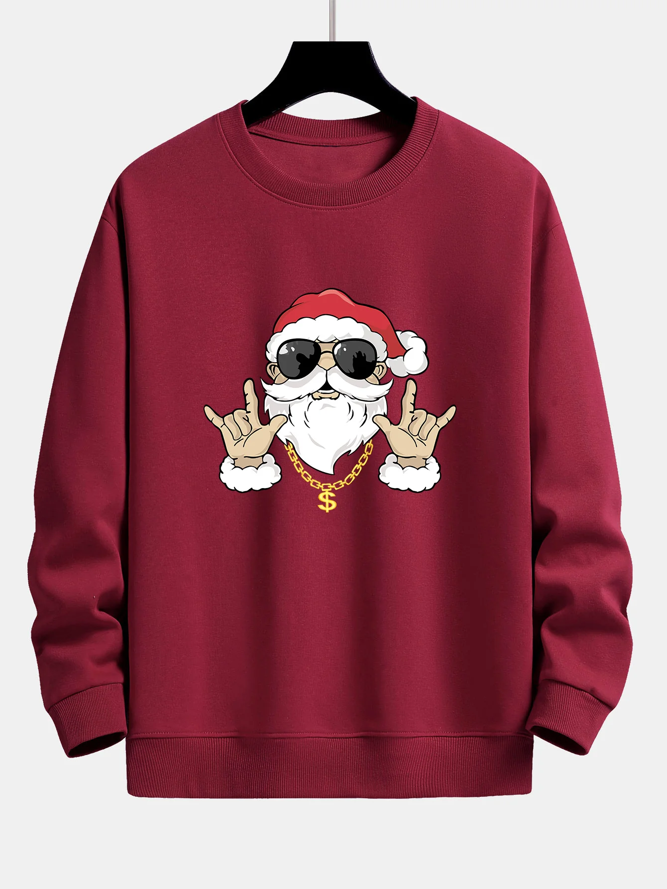 Hip Hop Santa Print Relaxed Fit Sweatshirt - Image 5