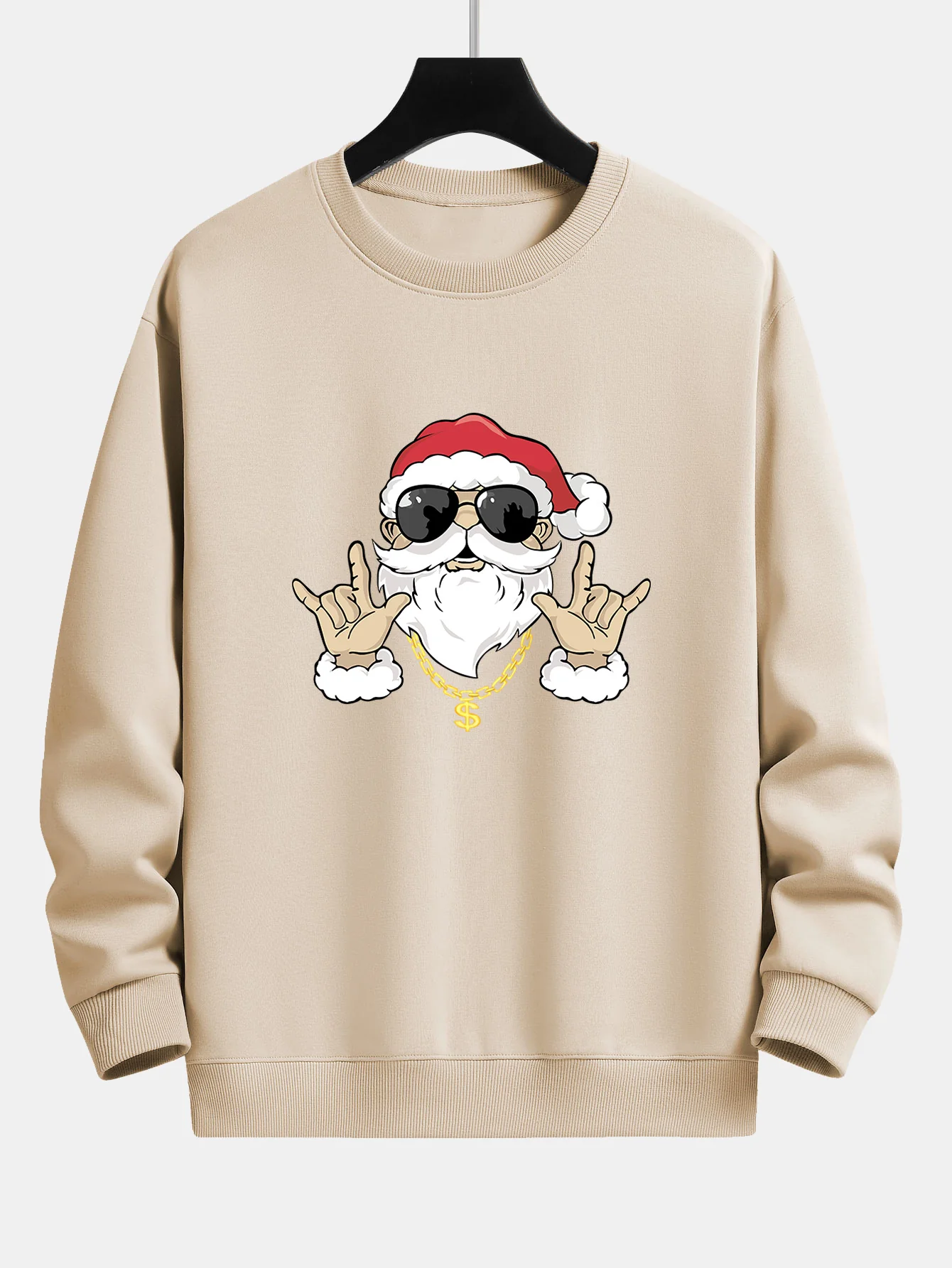 Hip Hop Santa Print Relaxed Fit Sweatshirt - Image 7