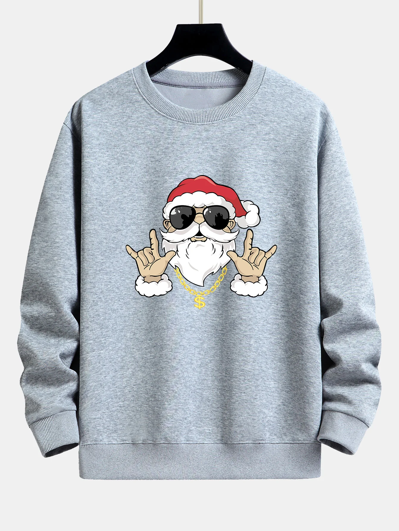 Hip Hop Santa Print Relaxed Fit Sweatshirt - Image 8