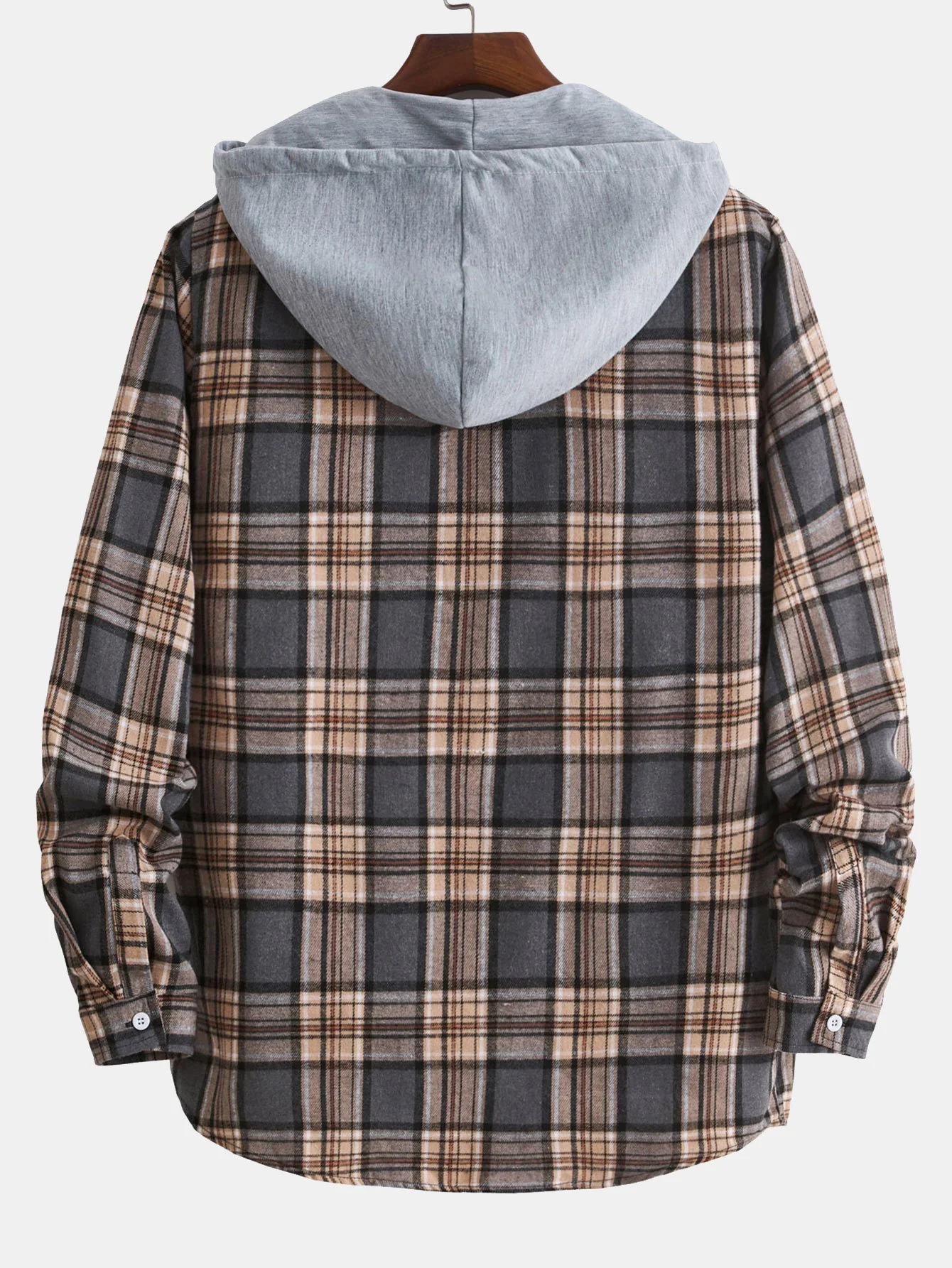 Kapuzenshirt mit Knöpfen und Karomuster - Image 4