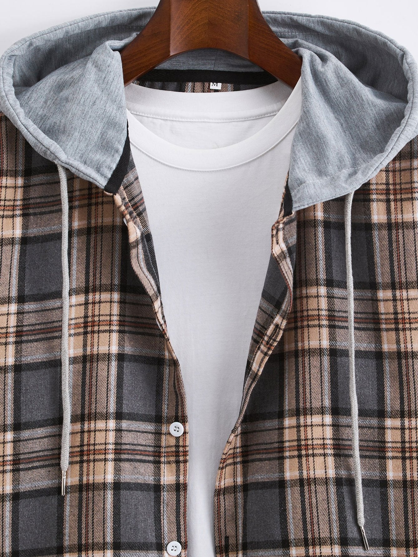 Kapuzenshirt mit Knöpfen und Karomuster - Image 6