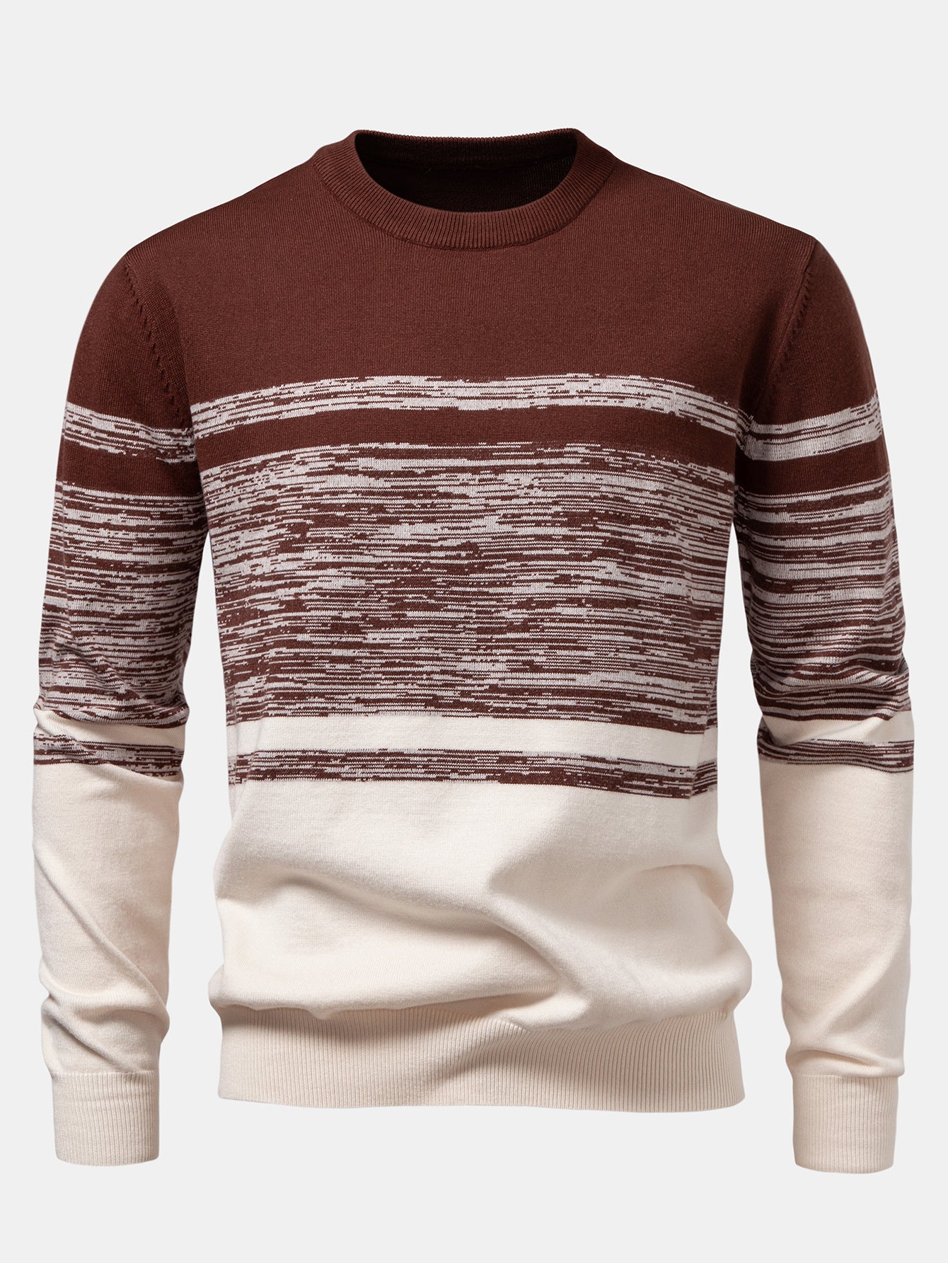 Pullover mit Rundhalsausschnitt und horizontalem Streifenmuster - Image 3