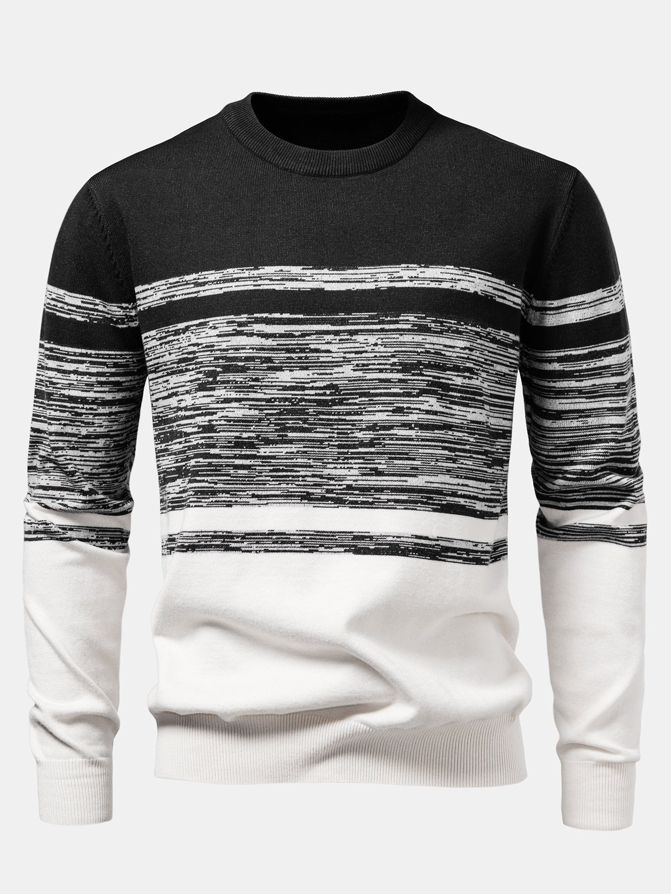 Pullover mit Rundhalsausschnitt und horizontalem Streifenmuster - Image 5