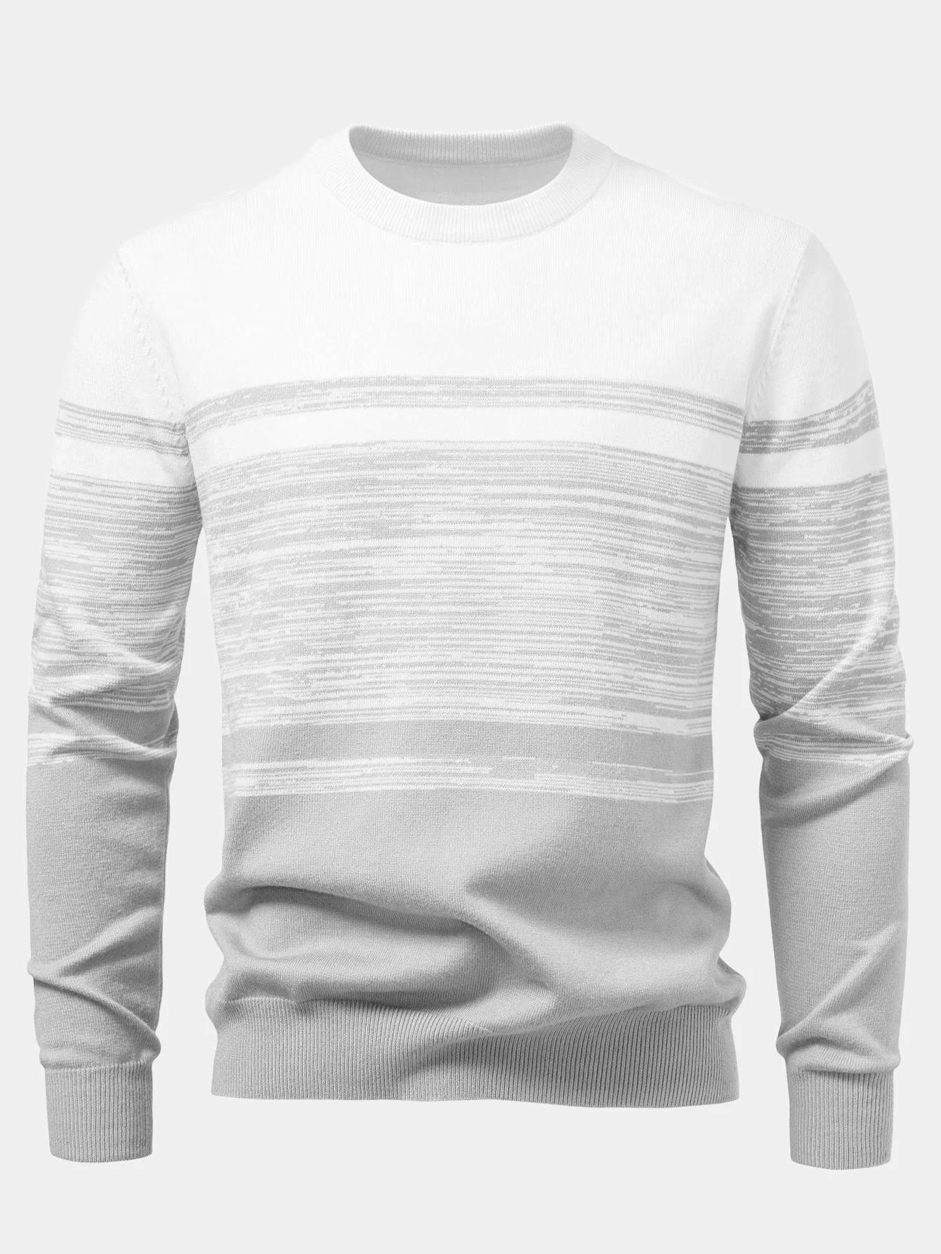 Pullover mit Rundhalsausschnitt und horizontalem Streifenmuster - Image 7