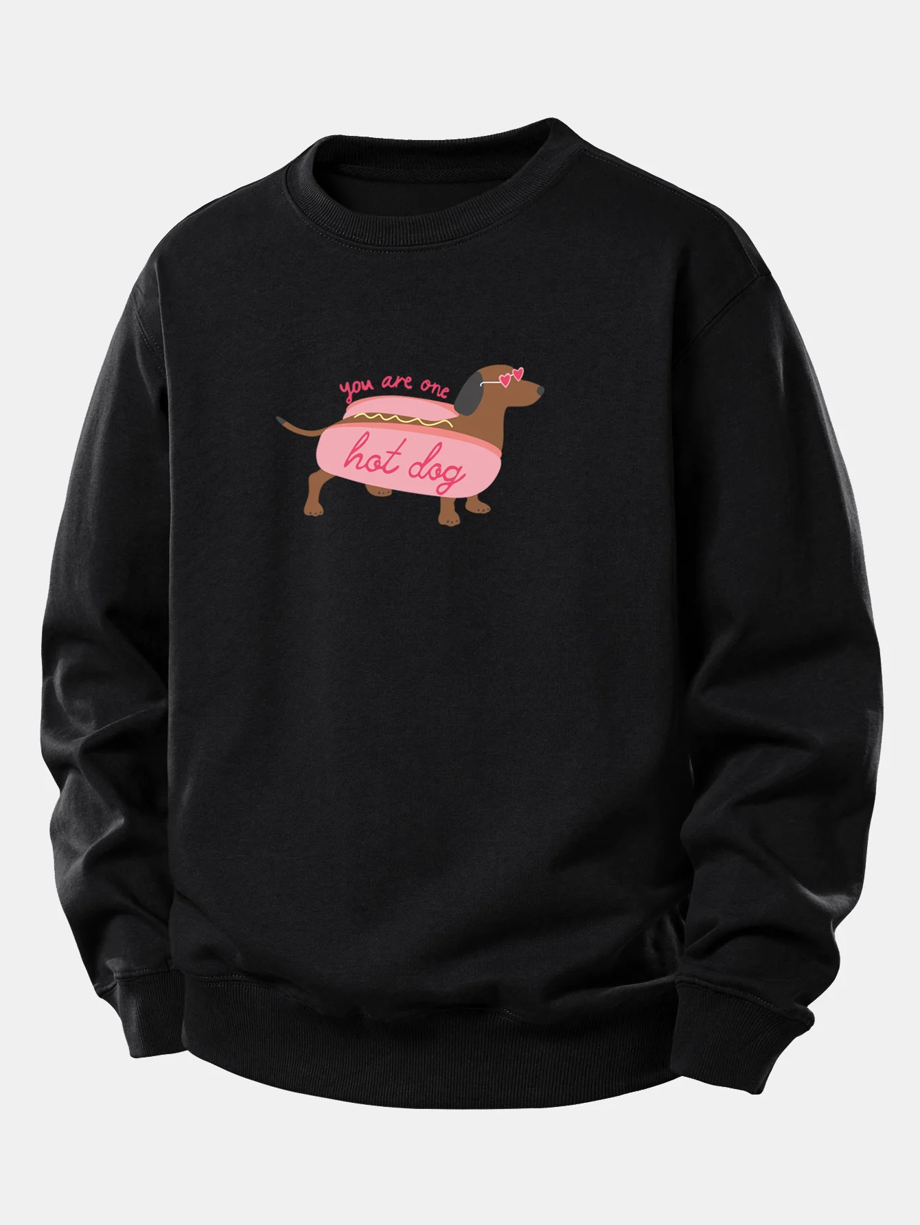 Hot Dog Dachshund Print Relax Fit Sweatshirt - Image 2