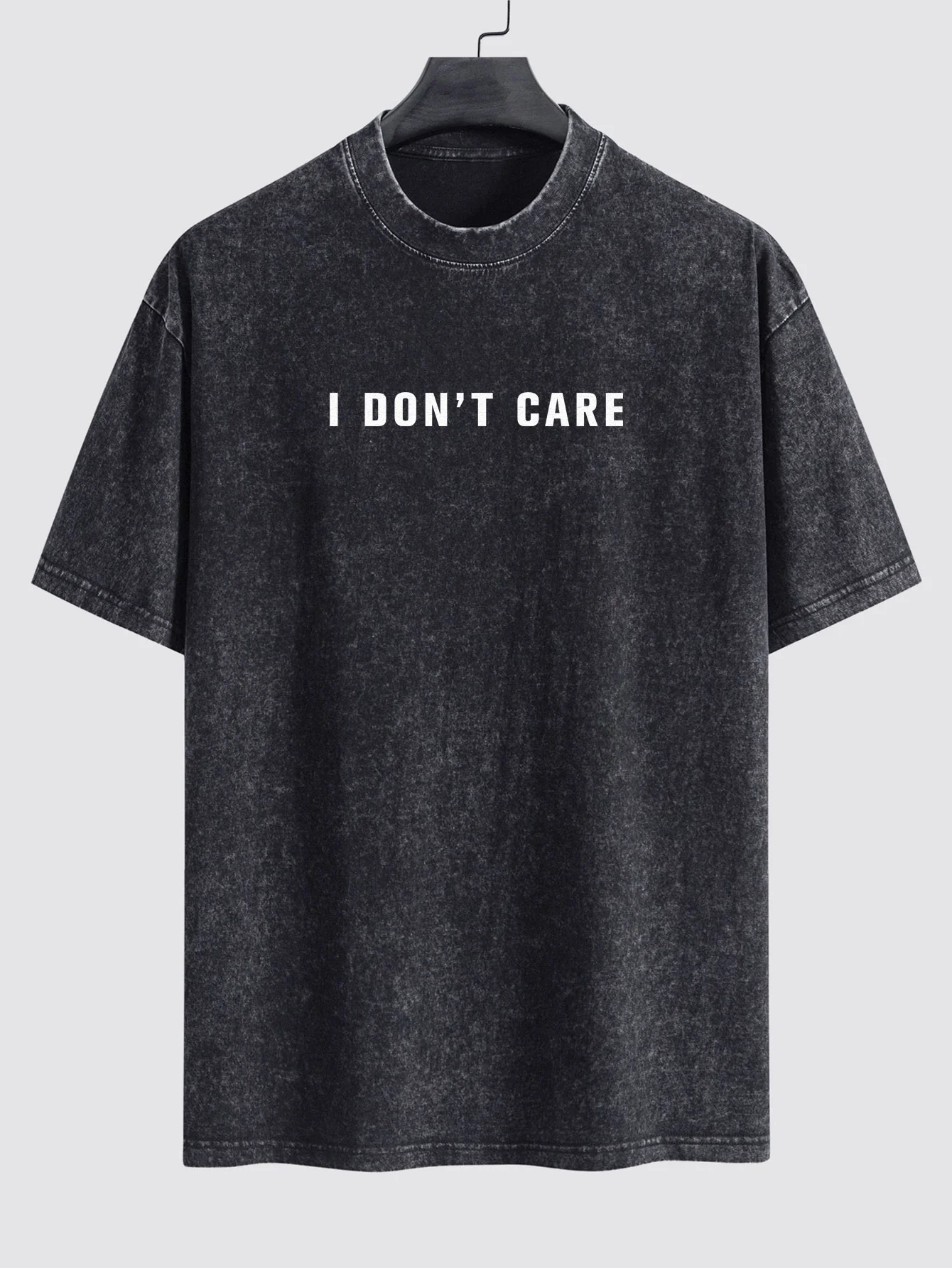 Ich kümmere mich nicht Bedrucktes Gewaschenes Abgenutztes Drop-Shoulder T-Shirt