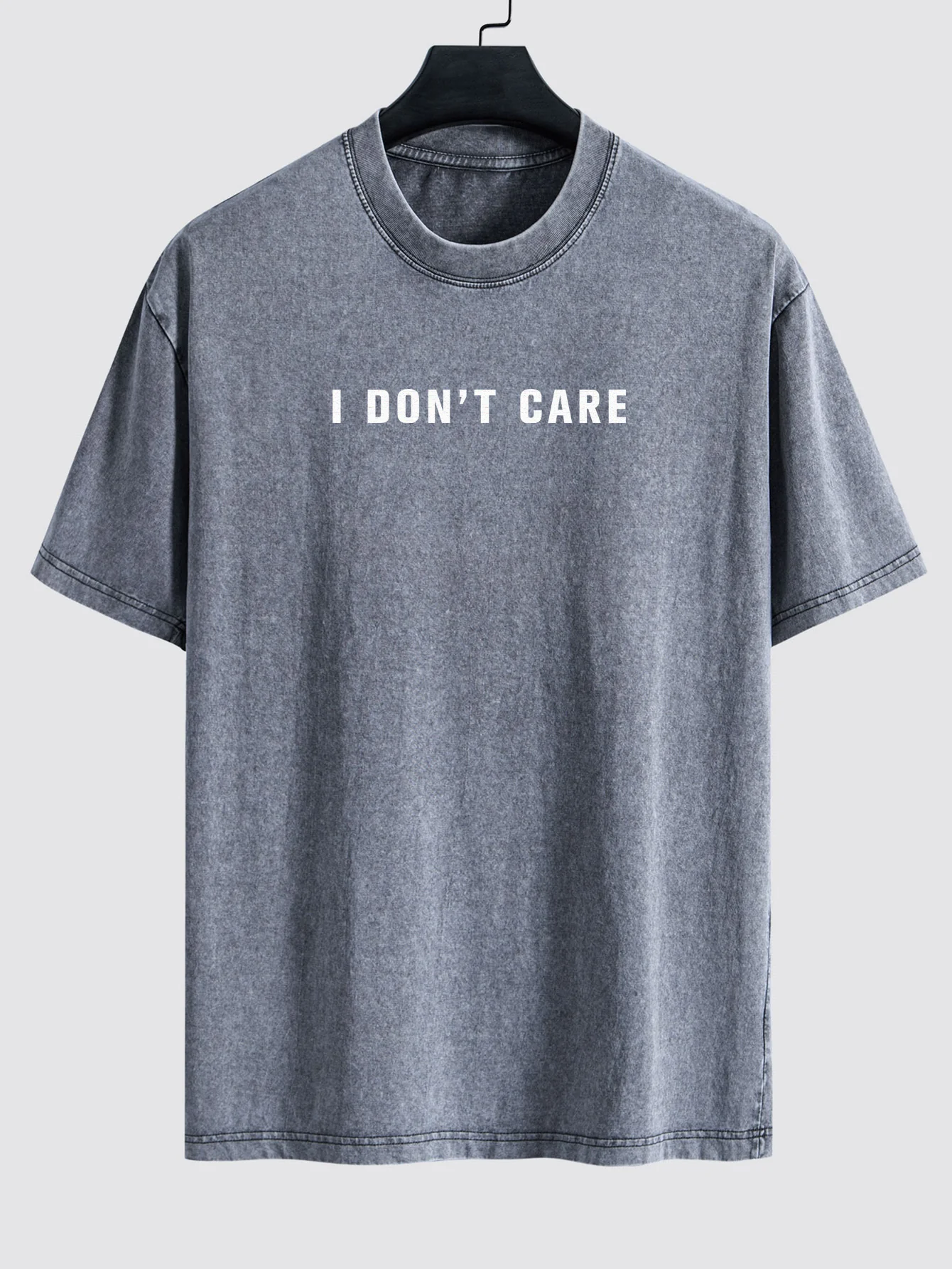 Ich kümmere mich nicht Bedrucktes Gewaschenes Abgenutztes Drop-Shoulder T-Shirt - Image 2