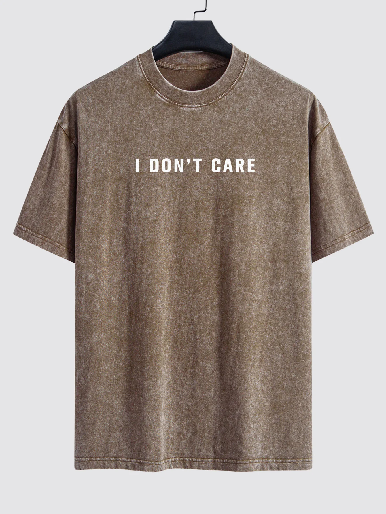 Ich kümmere mich nicht Bedrucktes Gewaschenes Abgenutztes Drop-Shoulder T-Shirt - Image 4
