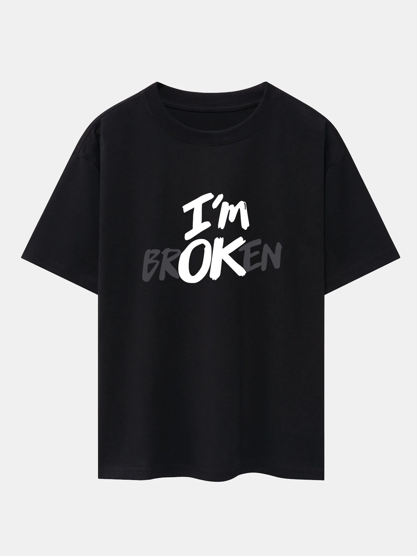 Ich bin kaputt Print Drop Shoulder Oversize T-Shirt