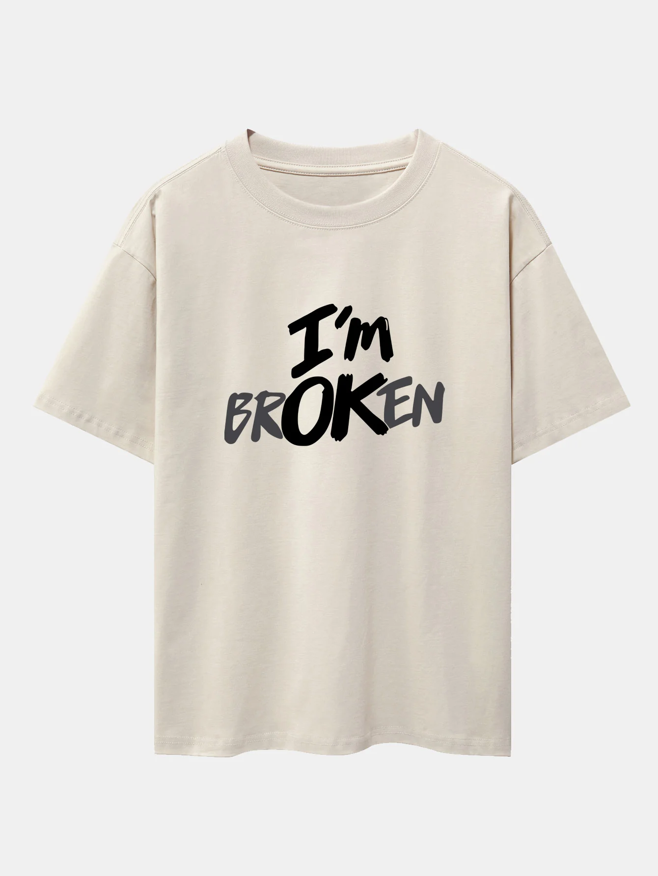 Ich bin kaputt Print Drop Shoulder Oversize T-Shirt - Image 3