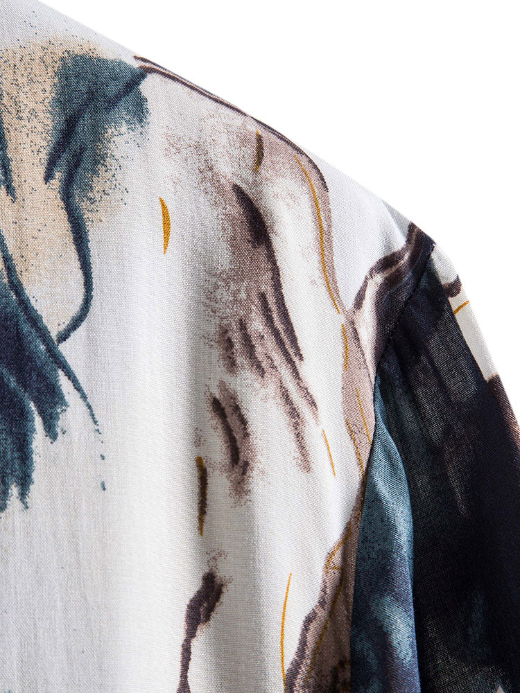 Tinte Abstrakt Druck Hemd - Image 3