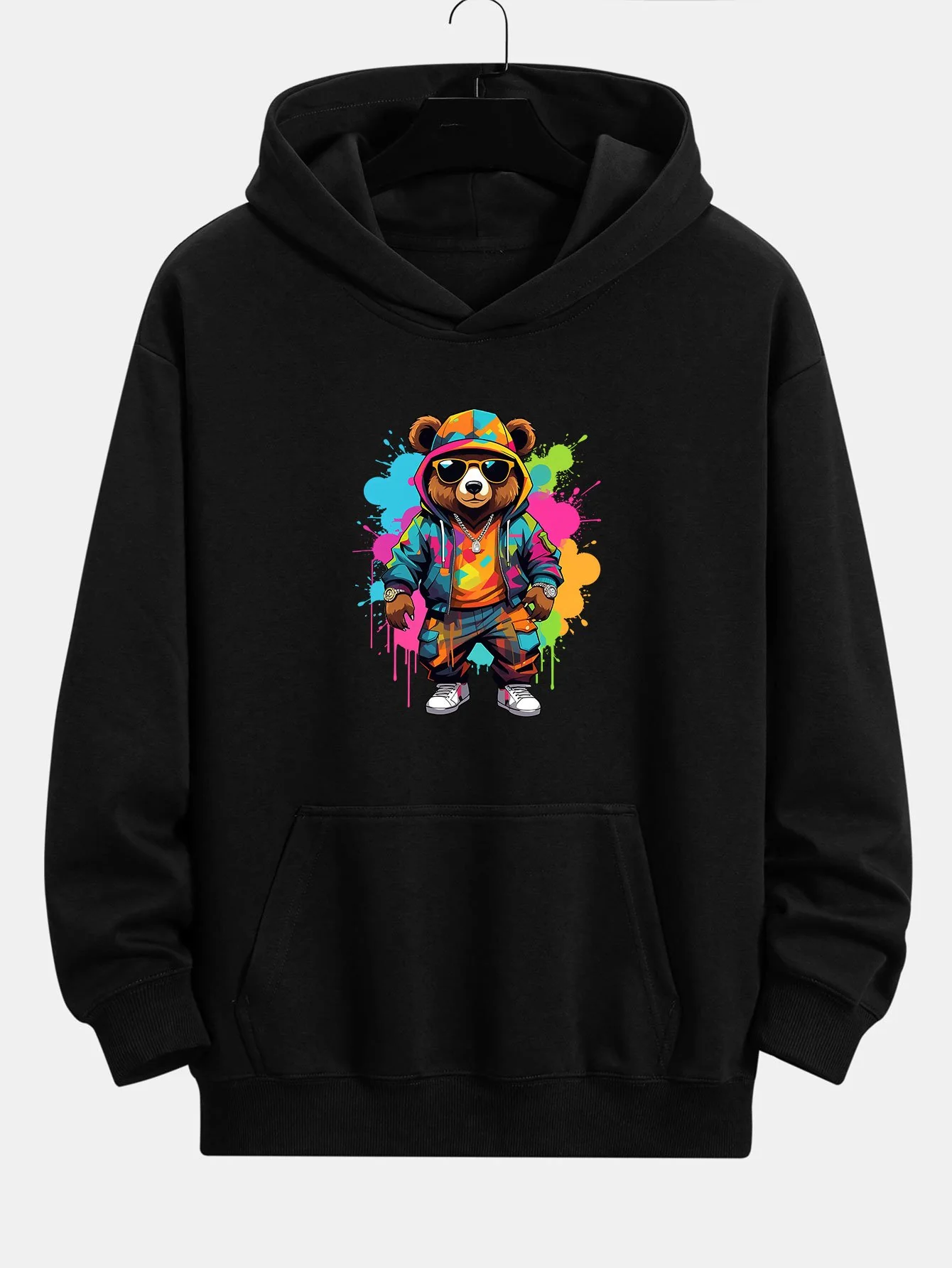 Ink Bear Print Relax Fit Hoodie