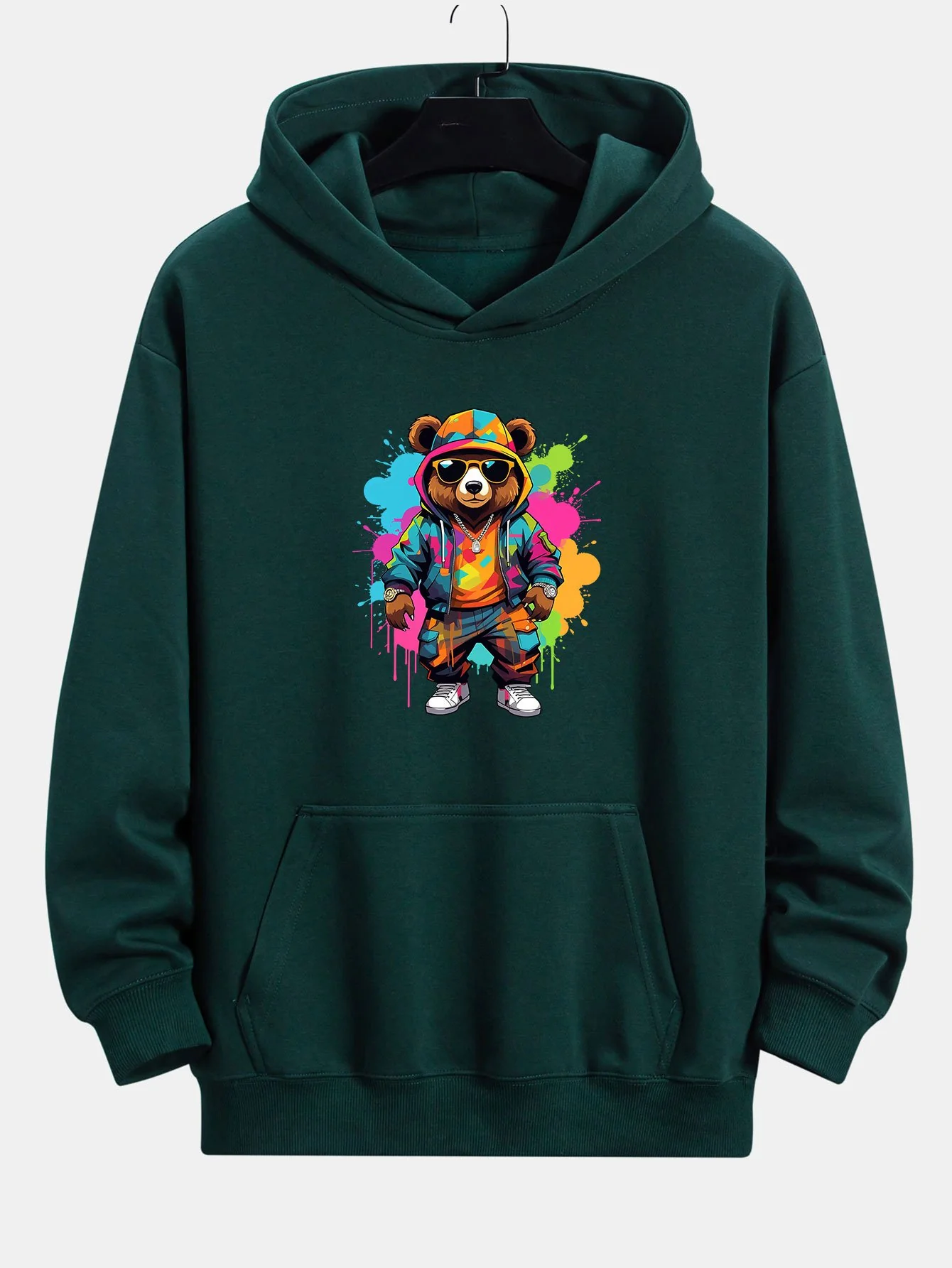 Ink Bear Print Relax Fit Hoodie - Image 2