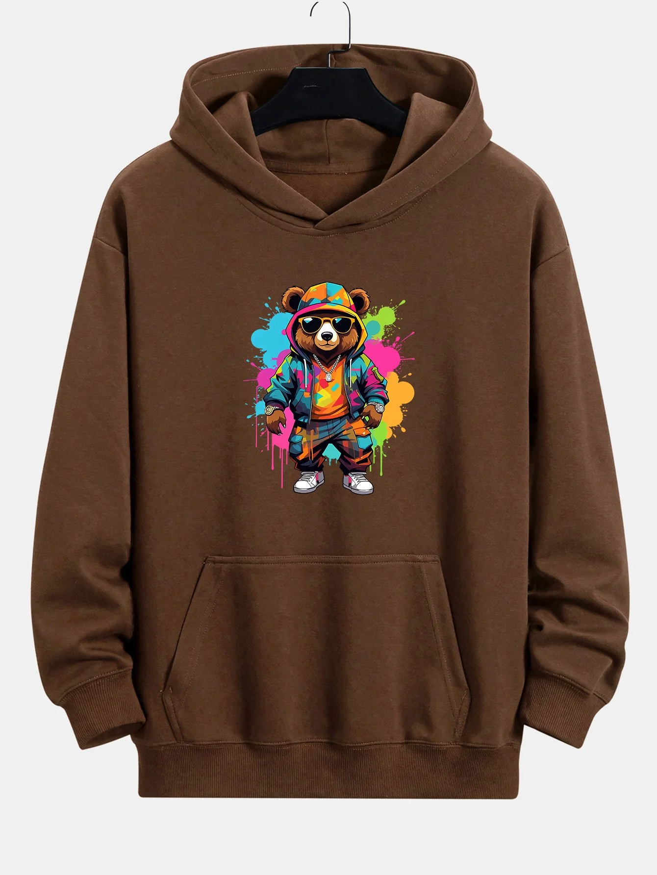 Ink Bear Print Relax Fit Hoodie - Image 3