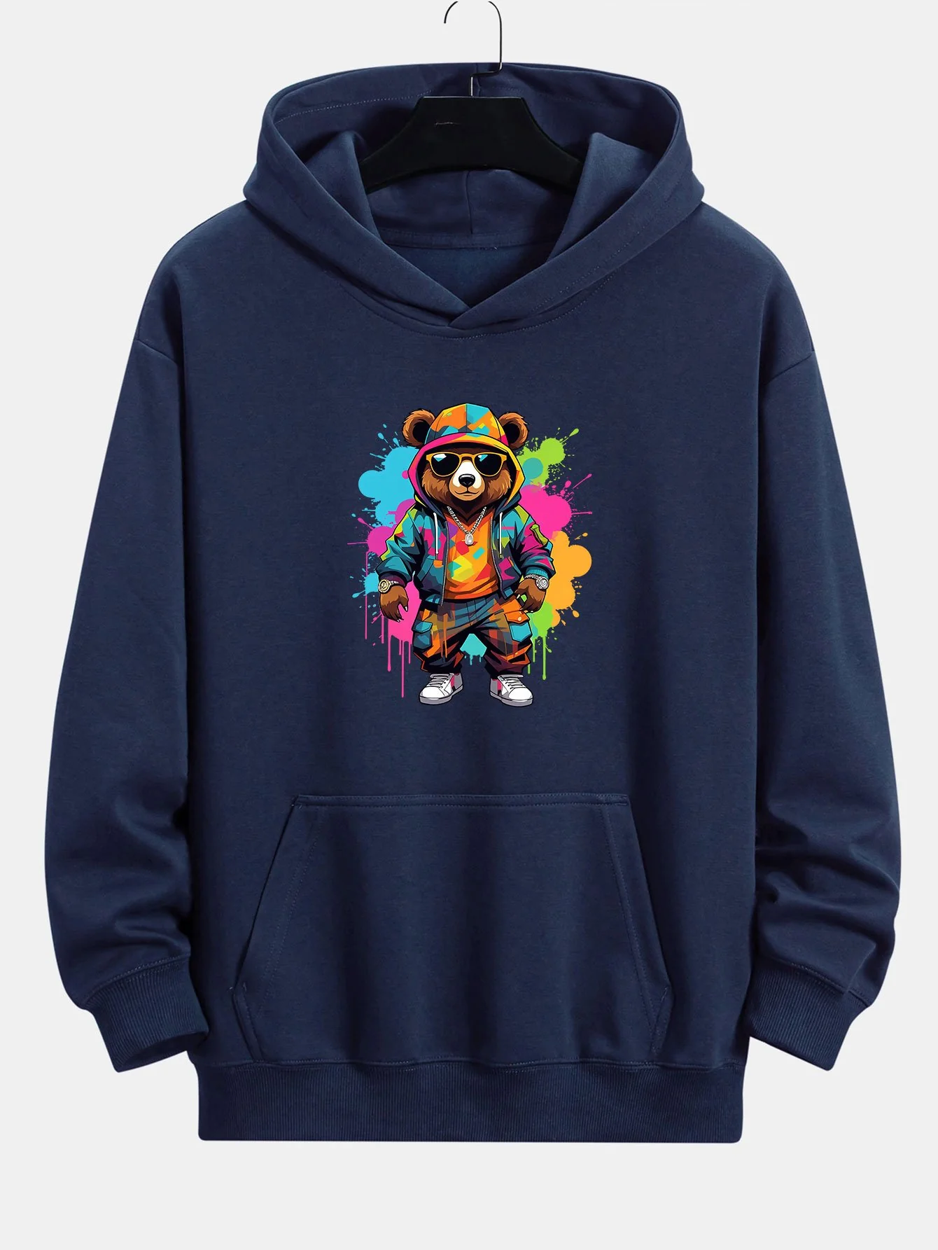 Ink Bear Print Relax Fit Hoodie - Image 4