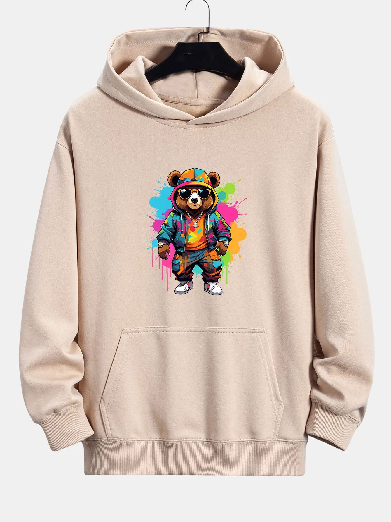 Ink Bear Print Relax Fit Hoodie - Image 5