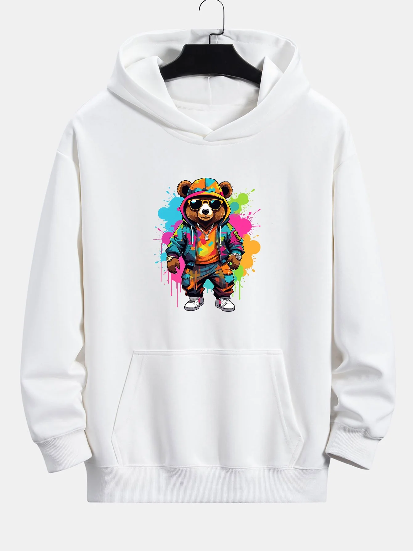 Ink Bear Print Relax Fit Hoodie - Image 7