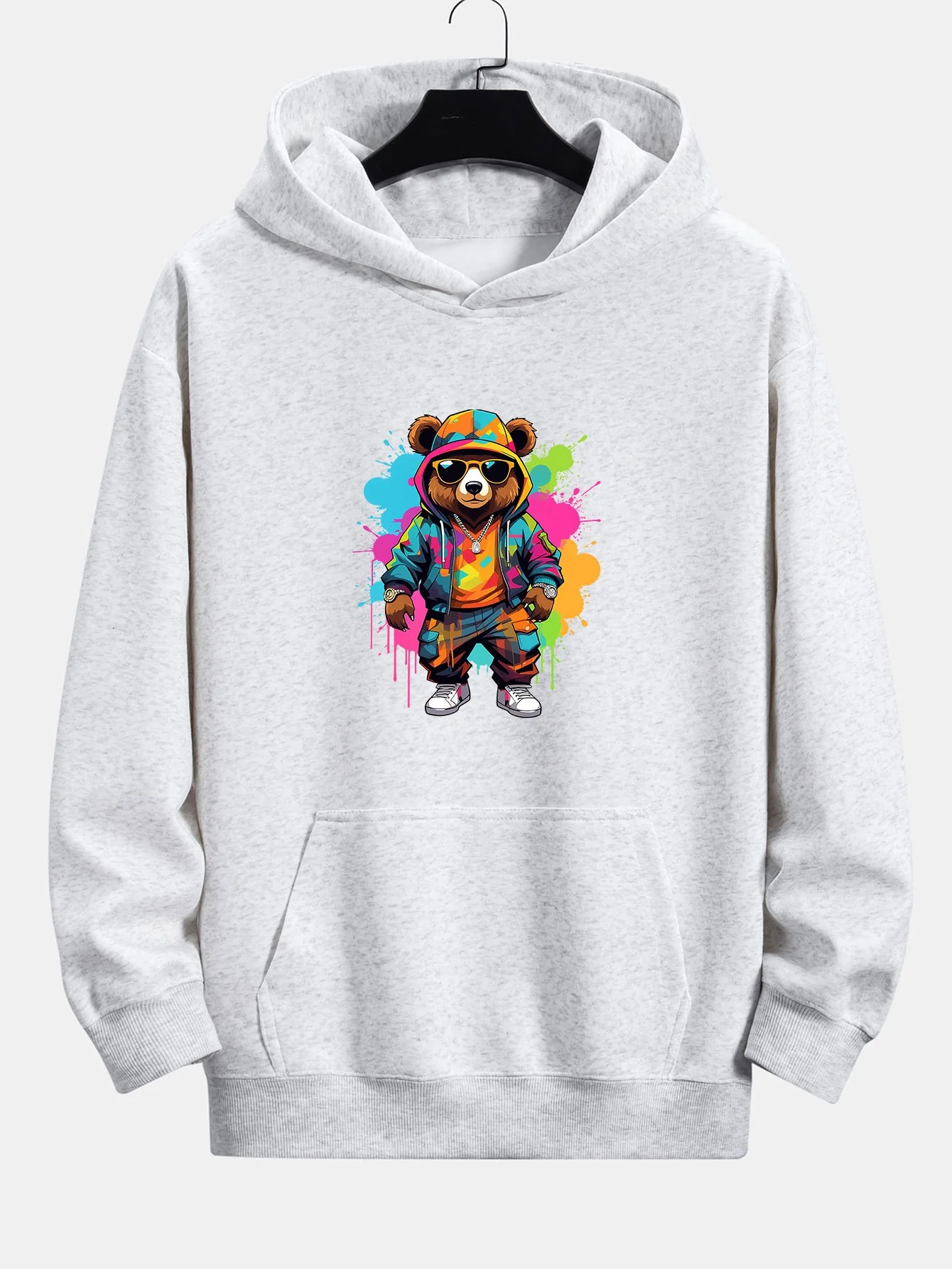 Ink Bear Print Relax Fit Hoodie - Image 8