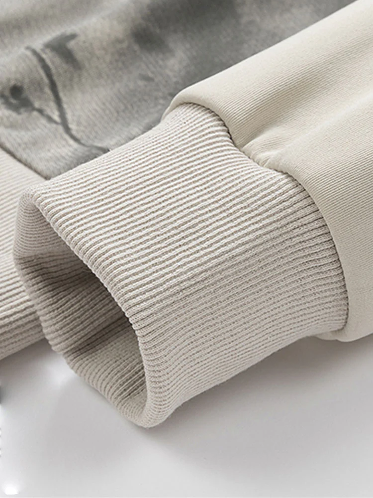 Sweatshirt mit Rundhalsausschnitt und Landschafts-Tinten-Druck - Image 6